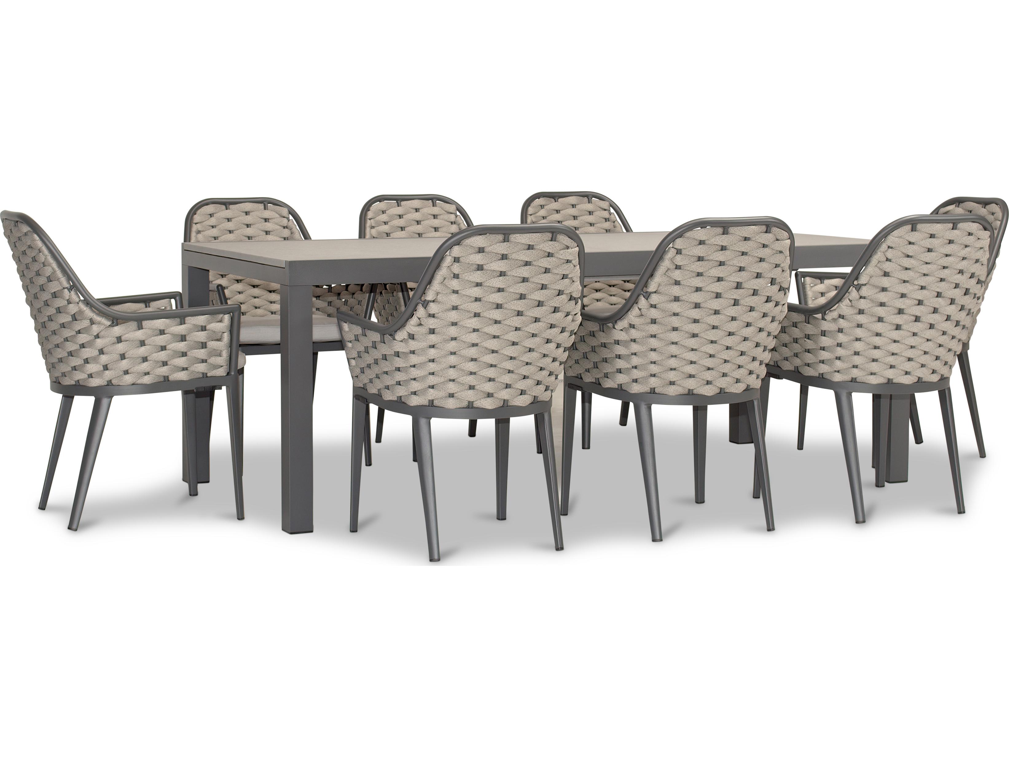 Harmonia Living Parlor Aluminum Rope 9 Piece Seat Outdoor Dining Set