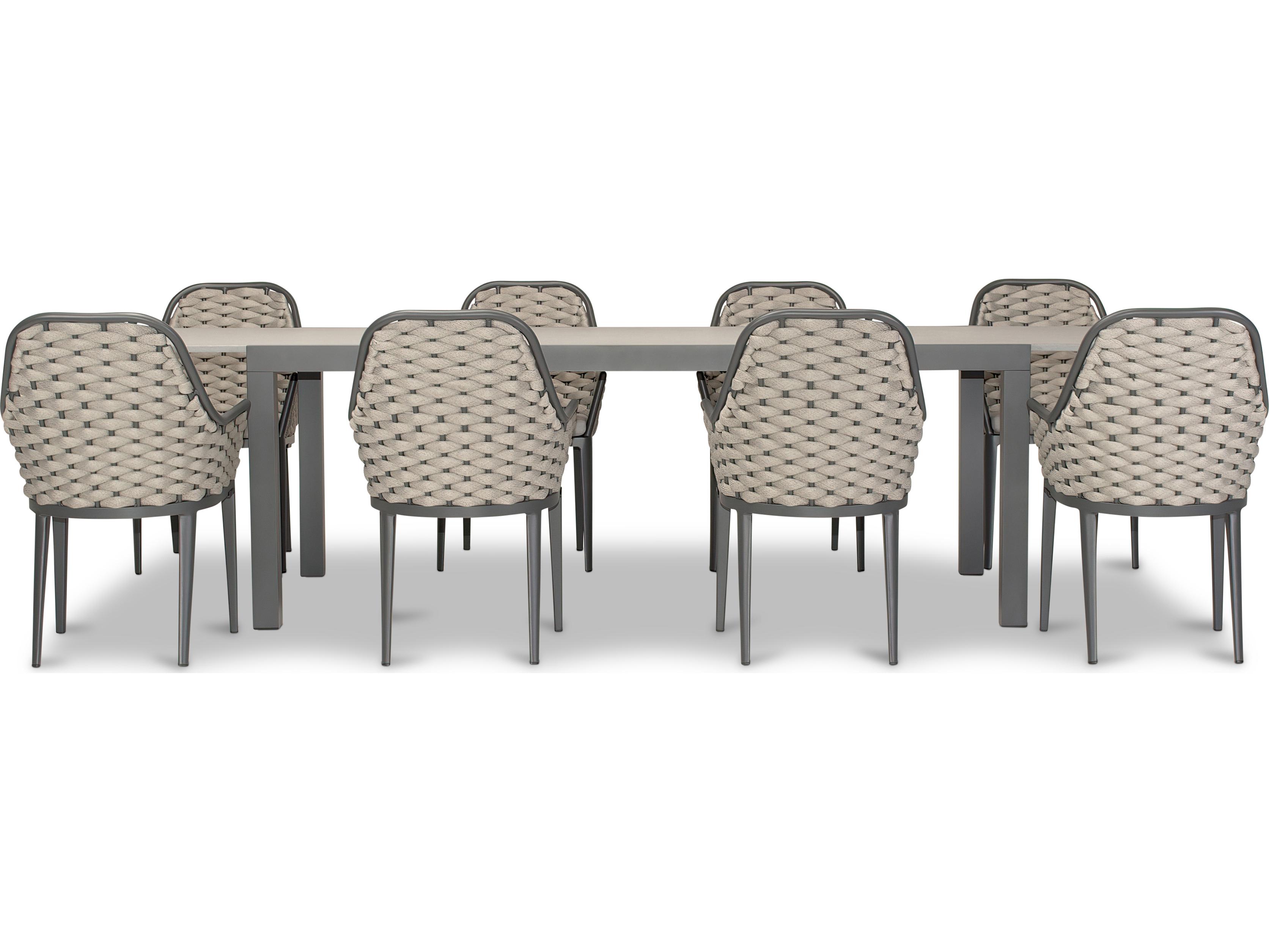 Harmonia Living Parlor Aluminum Rope 9 Piece Seat Outdoor Dining Set
