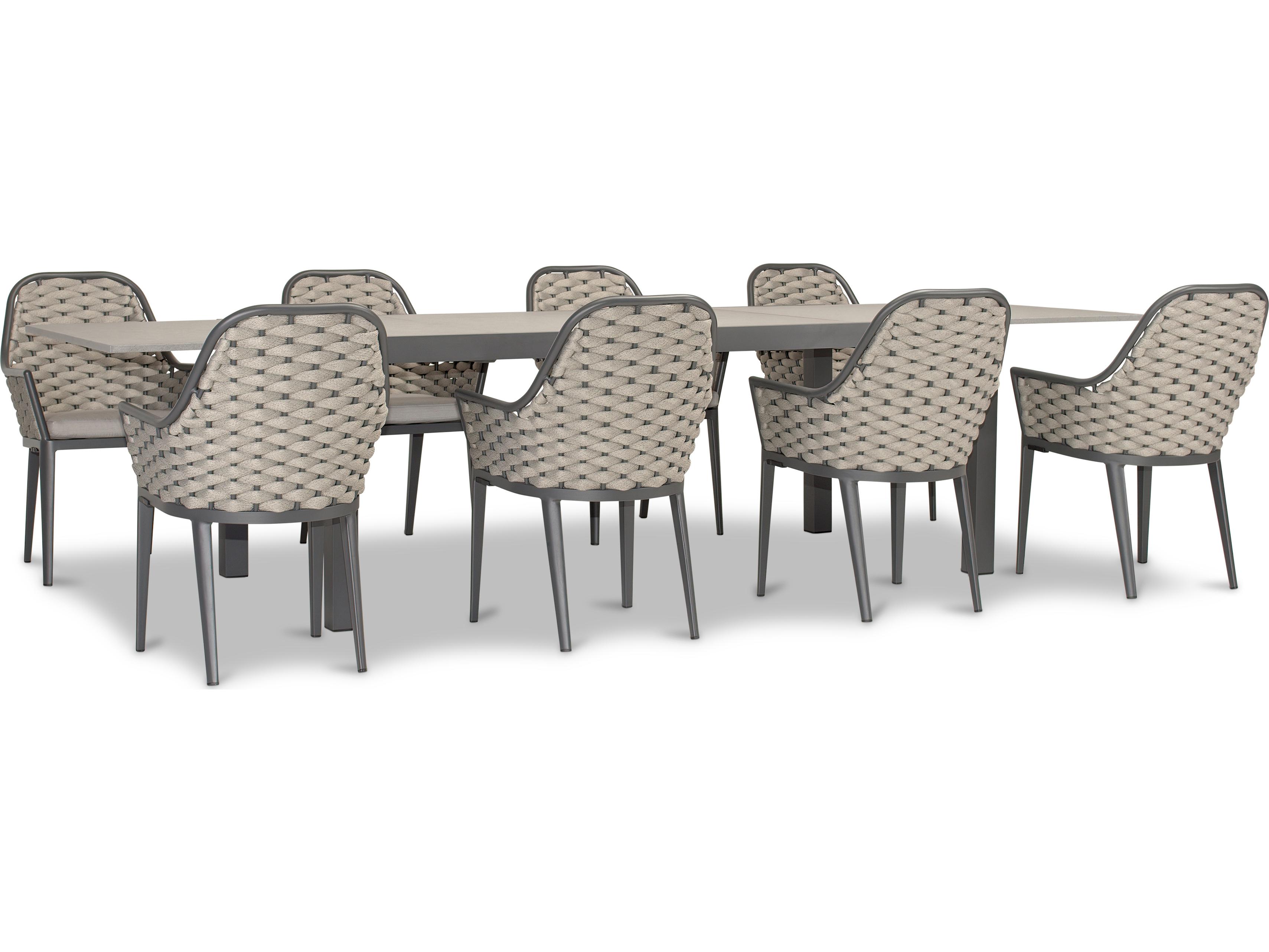 Harmonia Living Parlor Aluminum Rope 9 Piece Seat Outdoor Dining Set