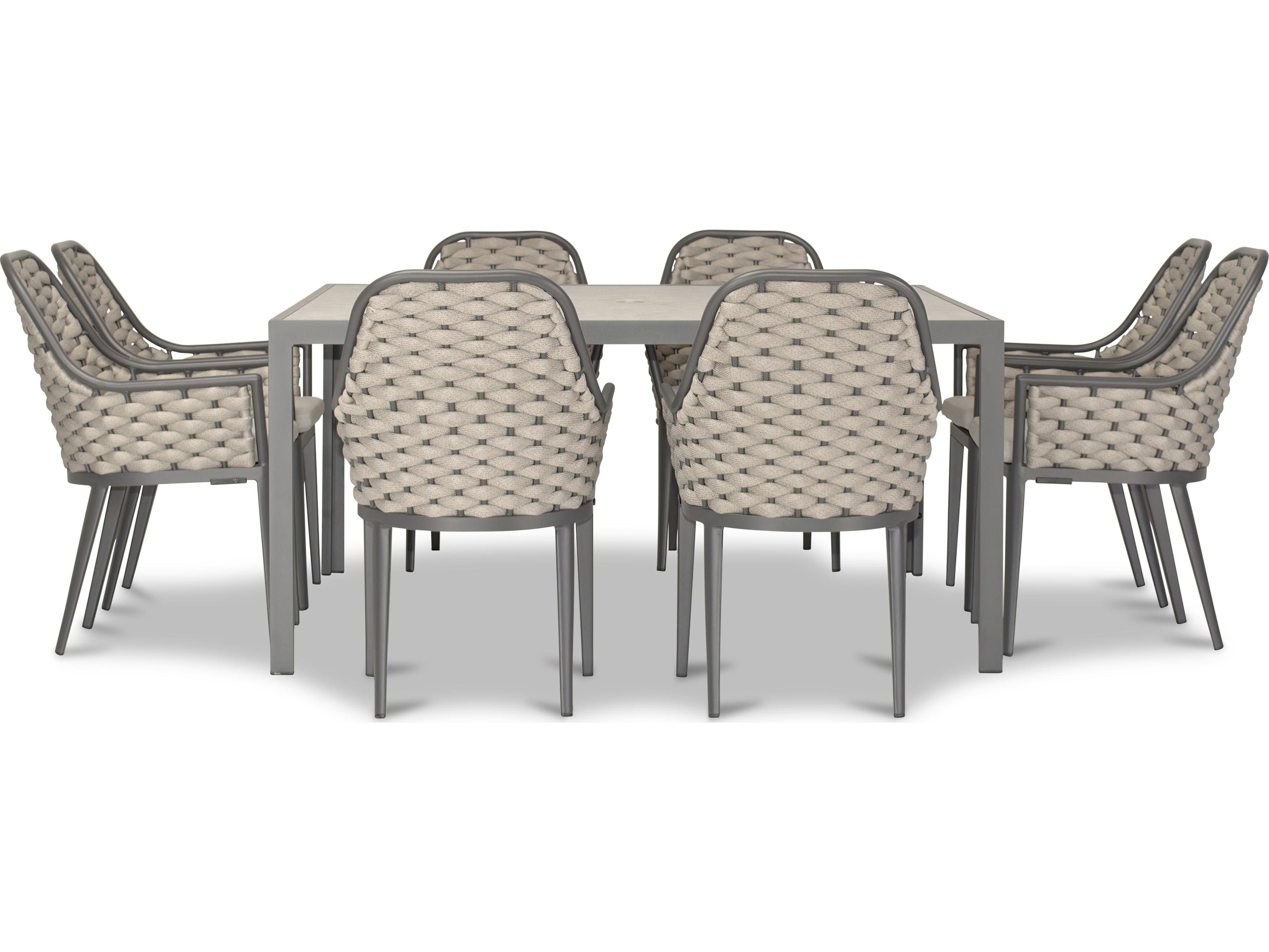 Harmonia Living Parlor Aluminum Rope 9 Piece Seat Outdoor Patio Dining Set