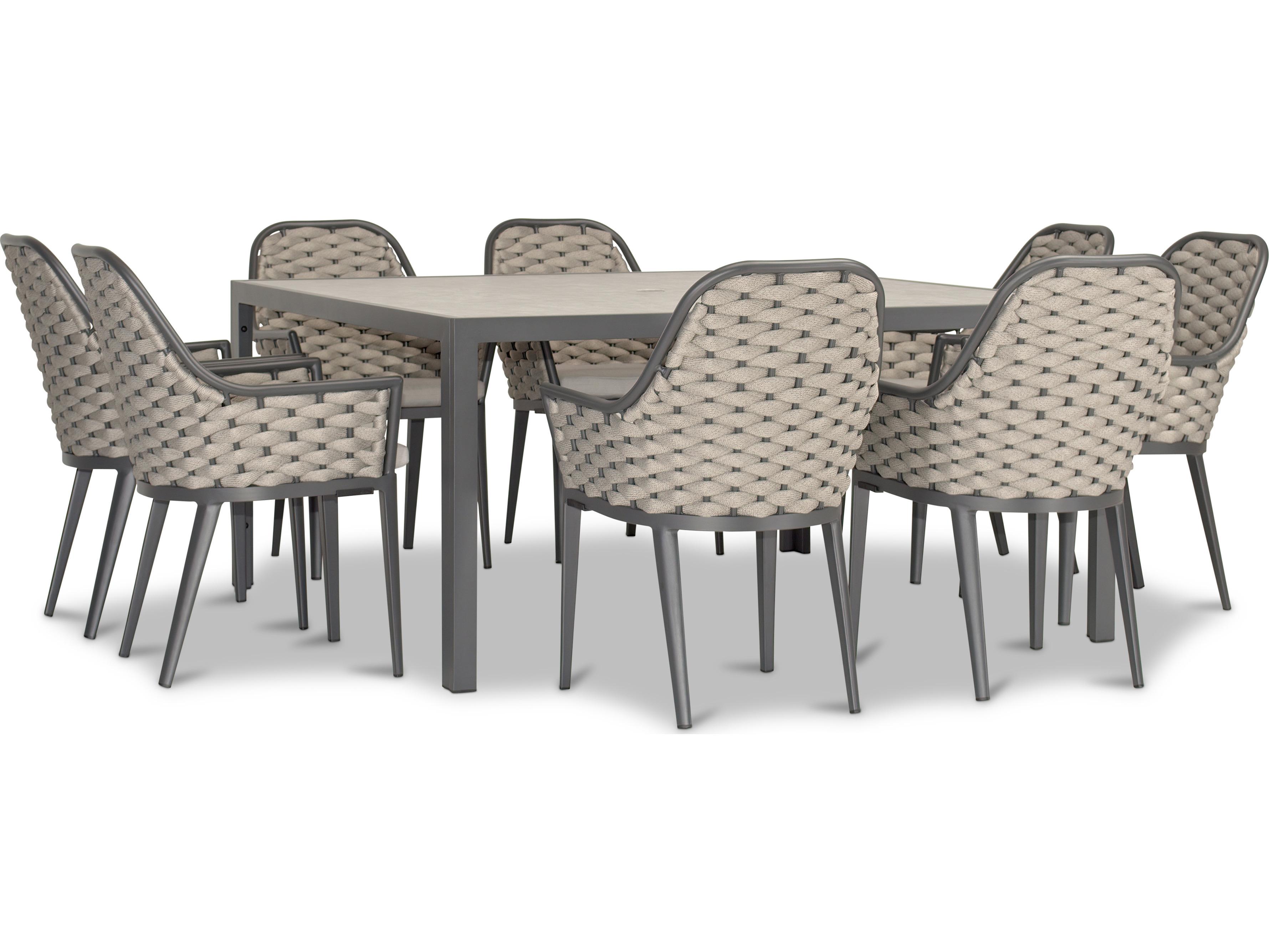 Harmonia Living Parlor Aluminum Rope 9 Piece Seat Outdoor Patio Dining Set