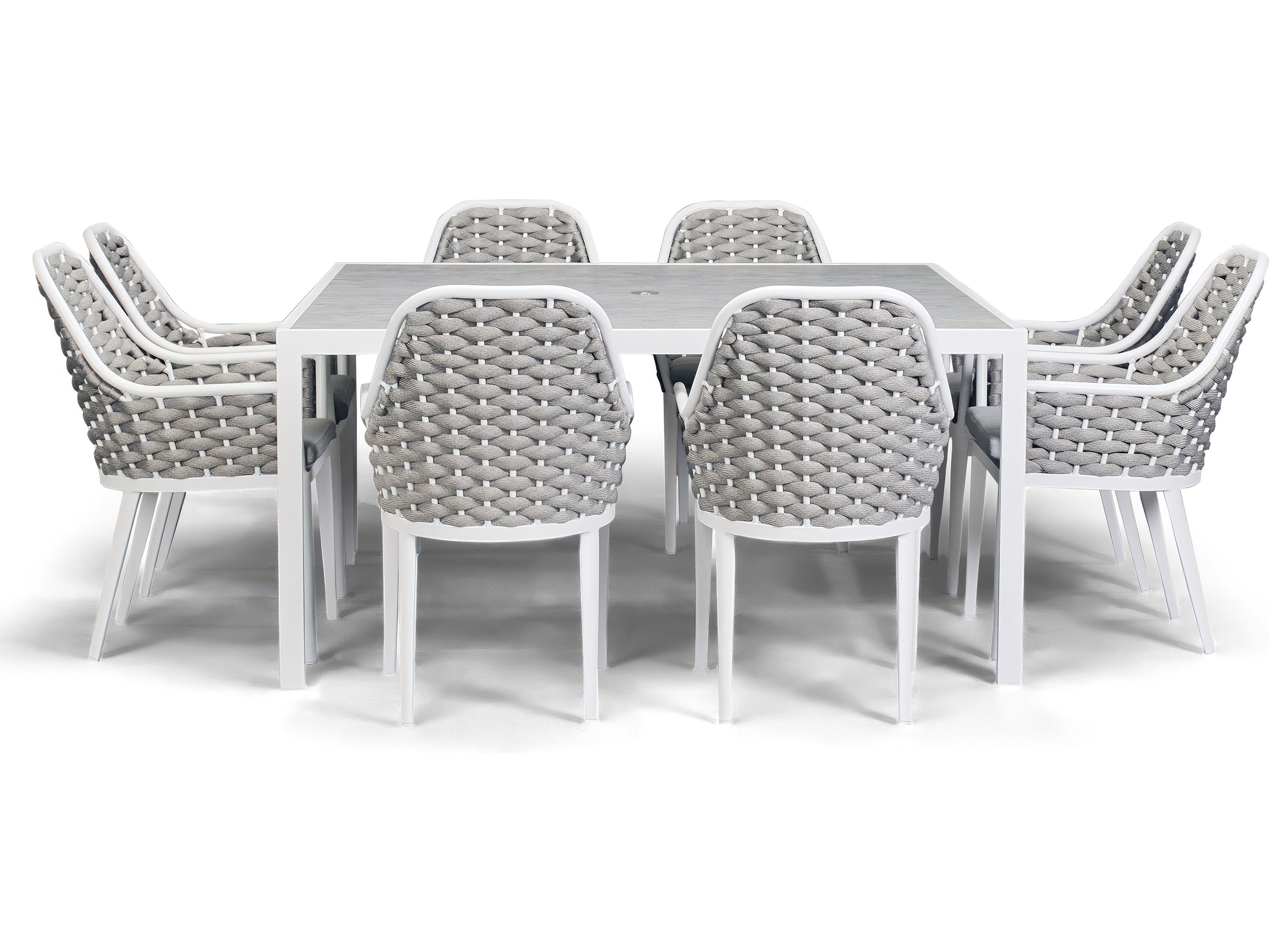 Harmonia Living Parlor Aluminum Rope 9 Piece Seat Outdoor Patio Dining Set