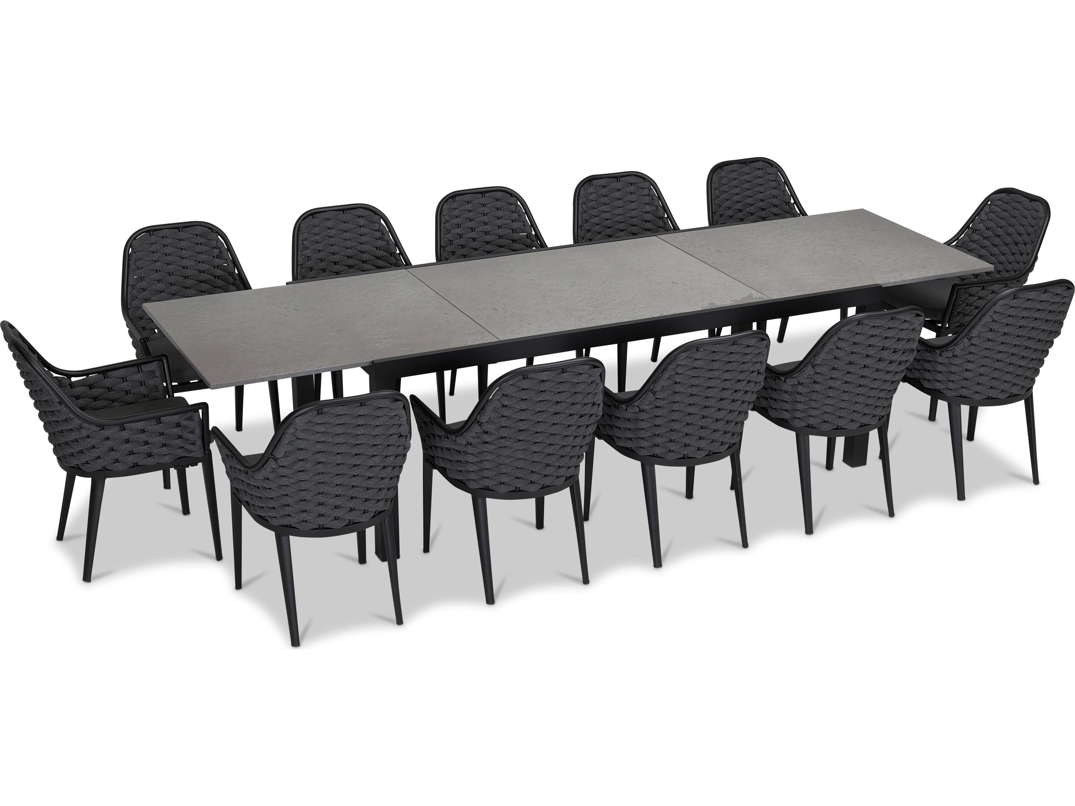 Harmonia Living Parlor Aluminum Rope 13 Piece Seat Patio Dining Set