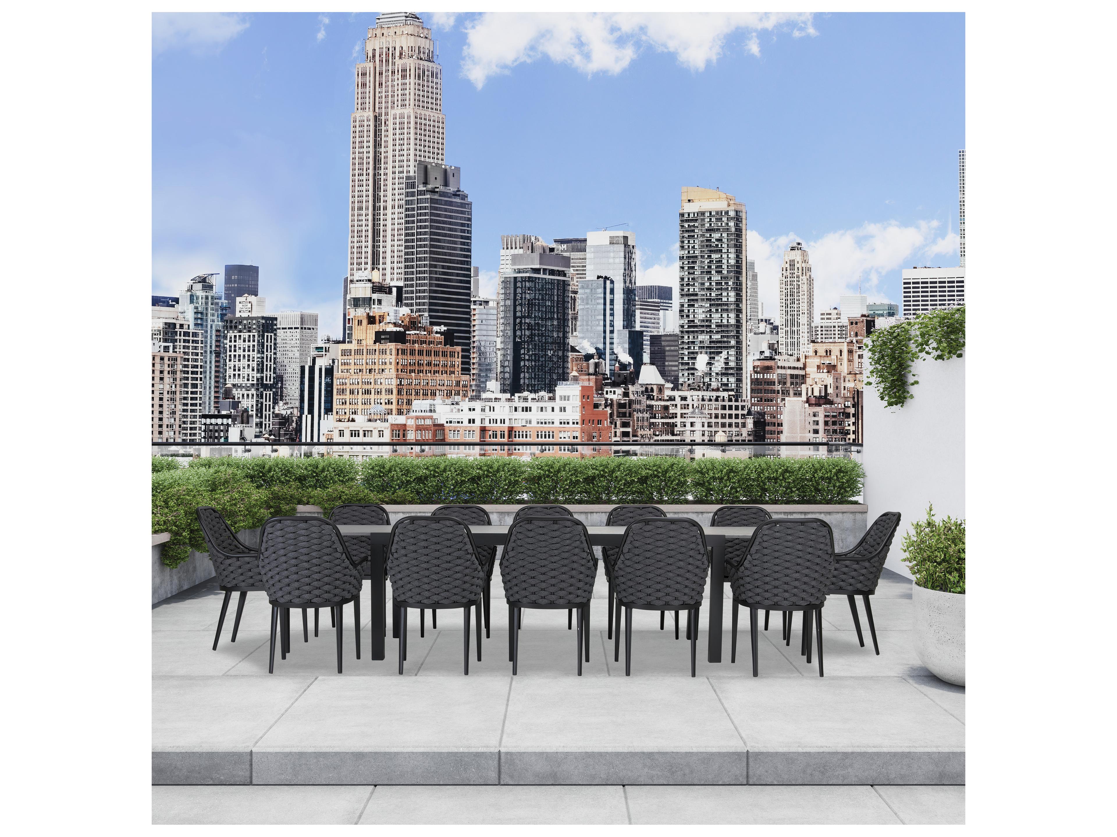 Harmonia Living Parlor Aluminum Rope 13 Piece Seat Patio Dining Set