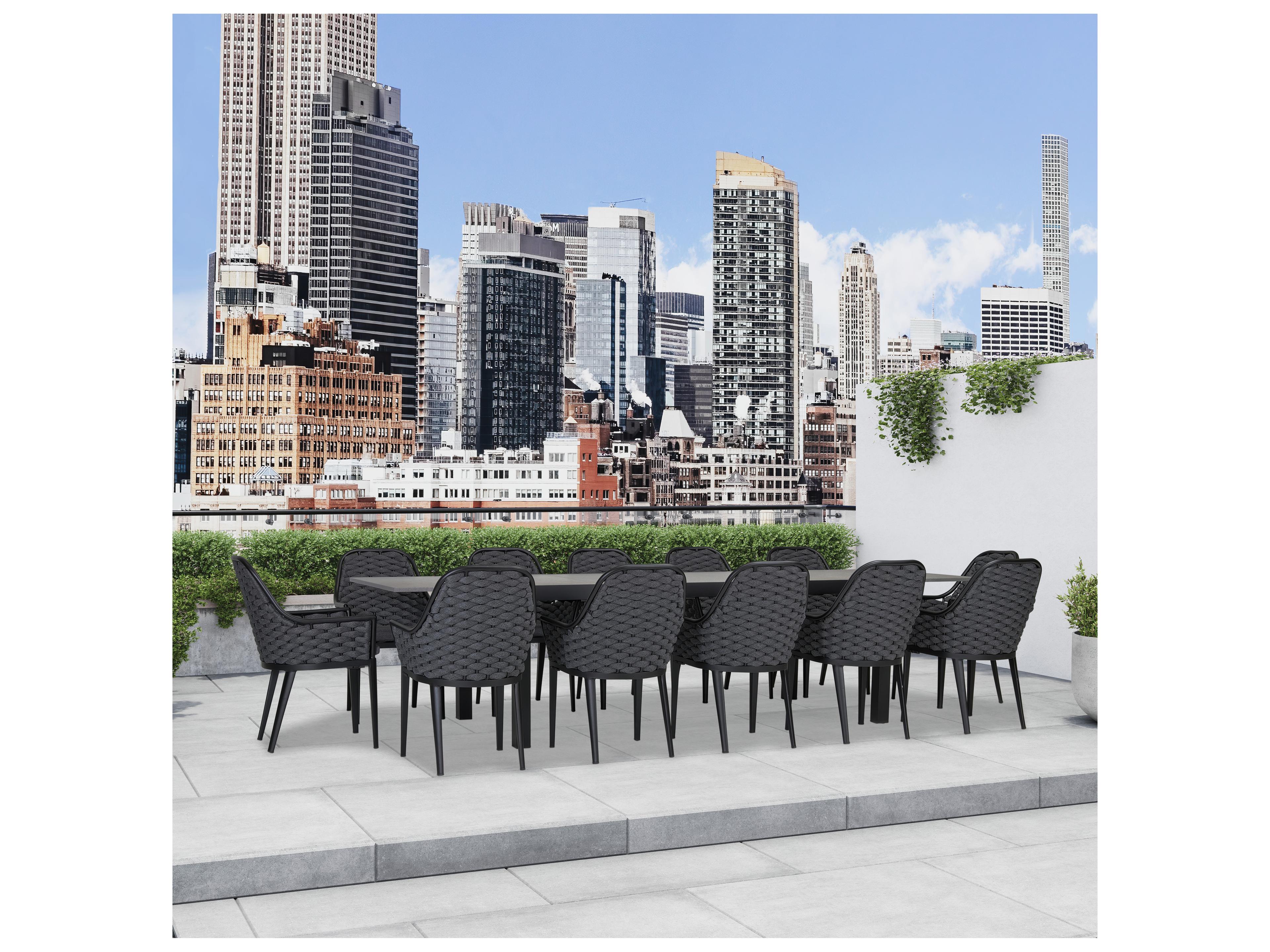 Harmonia Living Parlor Aluminum Rope 13 Piece Seat Patio Dining Set