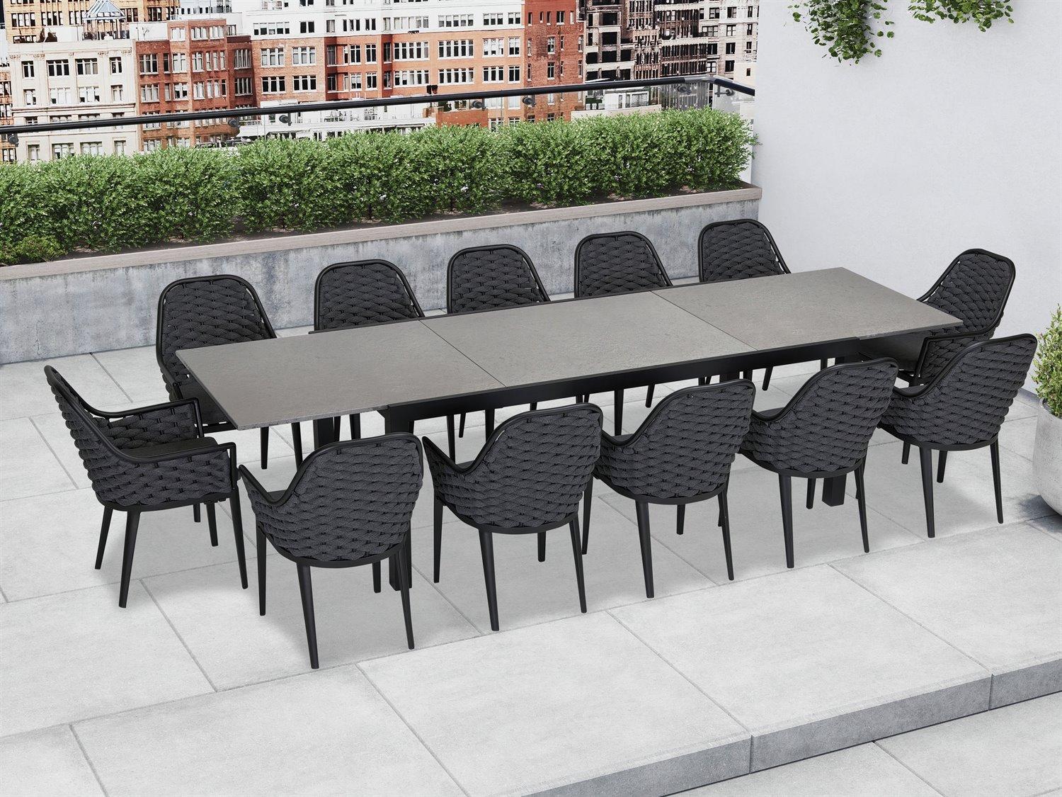 Harmonia Living Parlor Aluminum Rope 13 Piece Seat Patio Dining Set