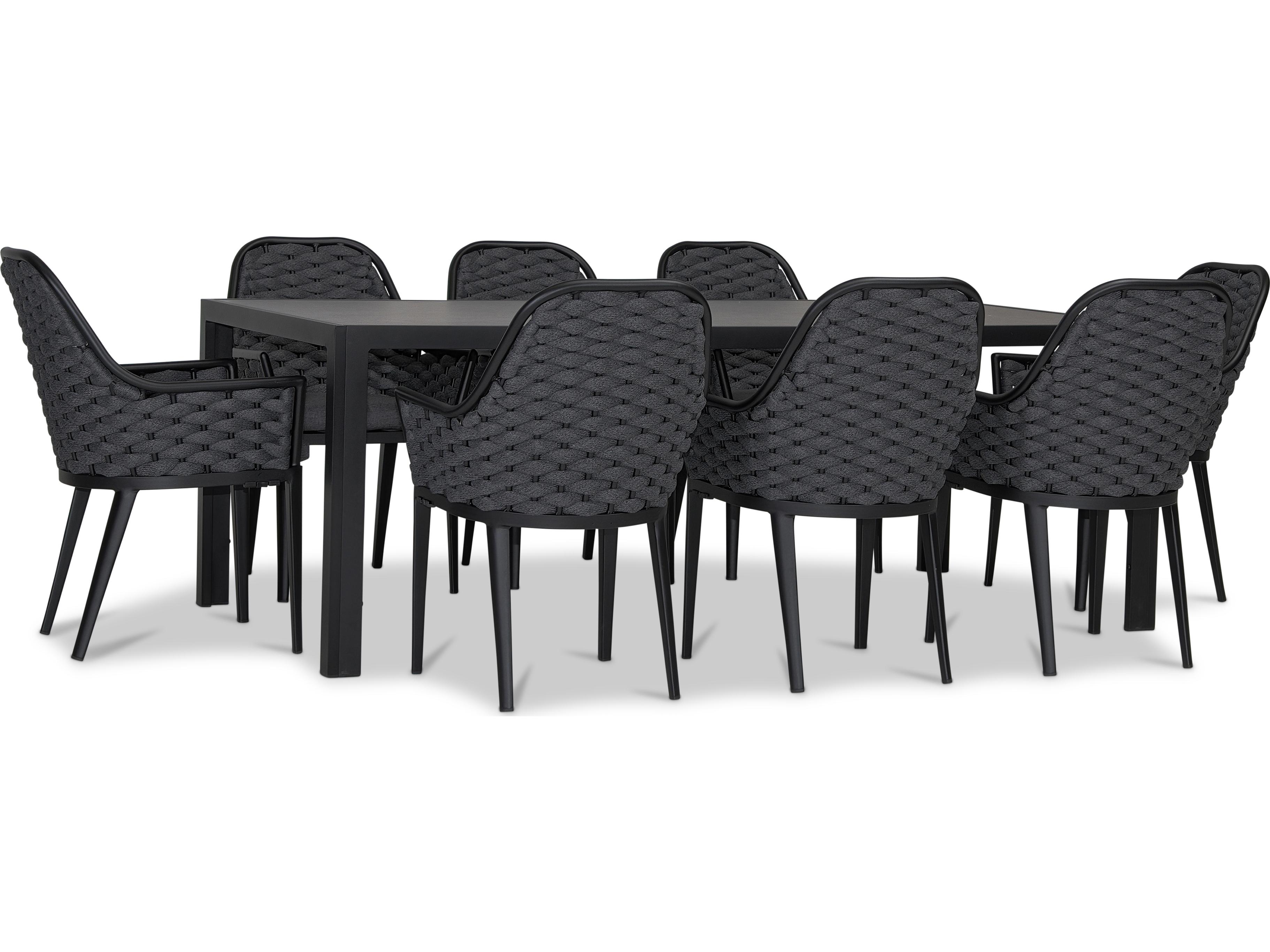 Harmonia Living Parlor Aluminum Rope 9 Piece Seat Outdoor Patio Dining Set