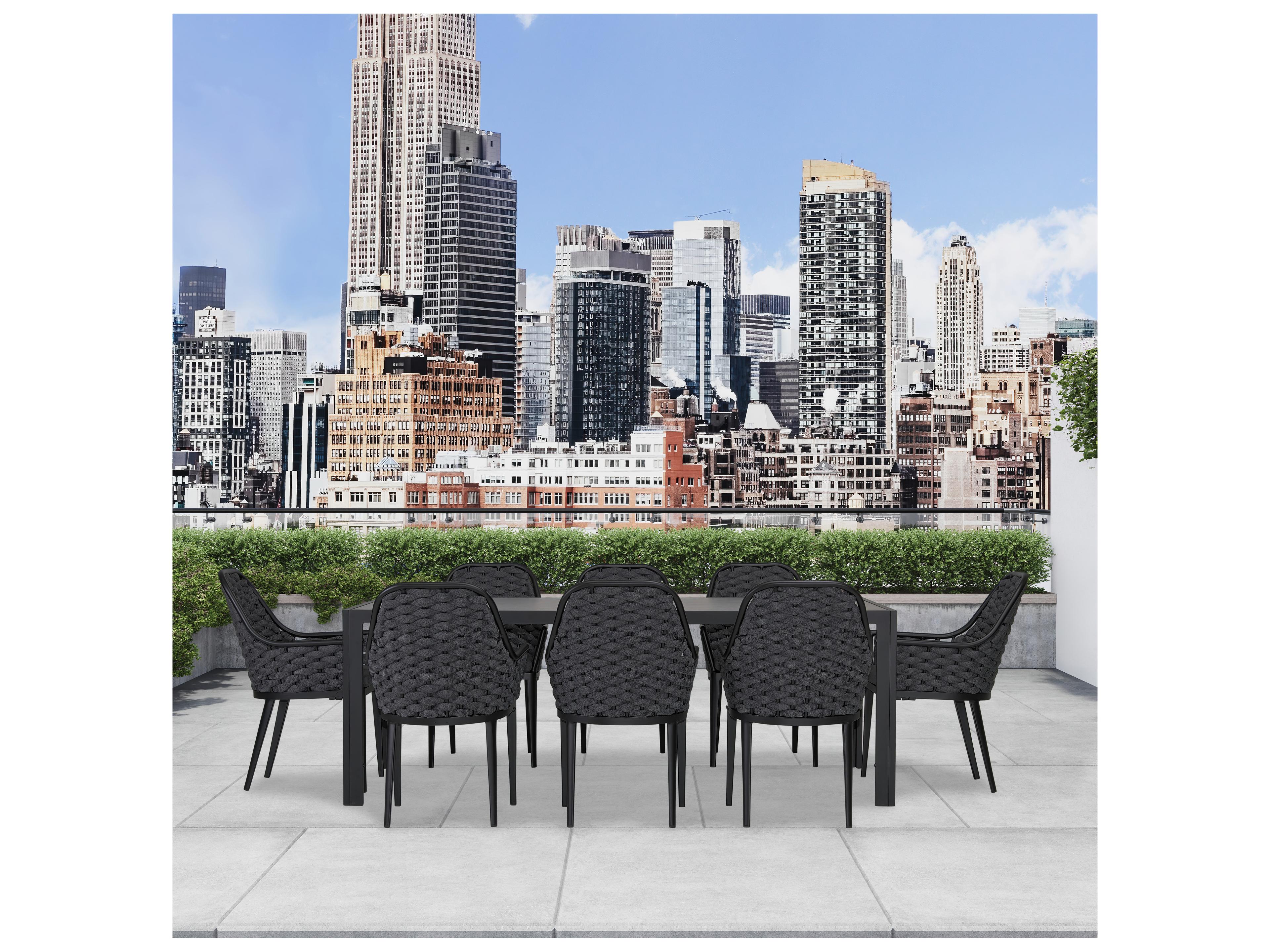 Harmonia Living Parlor Aluminum Rope 9 Piece Seat Outdoor Patio Dining Set