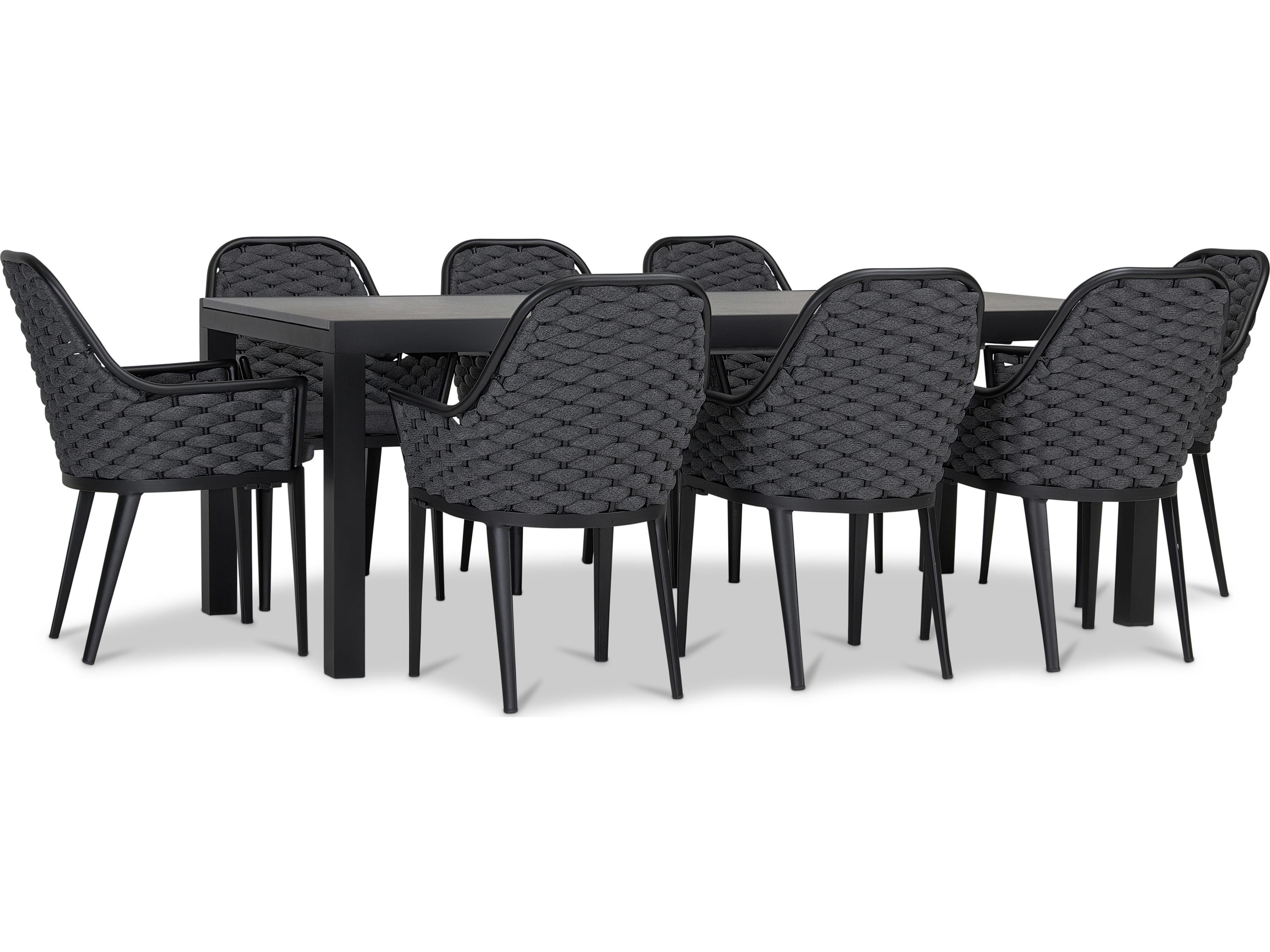 Harmonia Living Parlor Aluminum Rope 9 Piece Seat Patio Dining Set