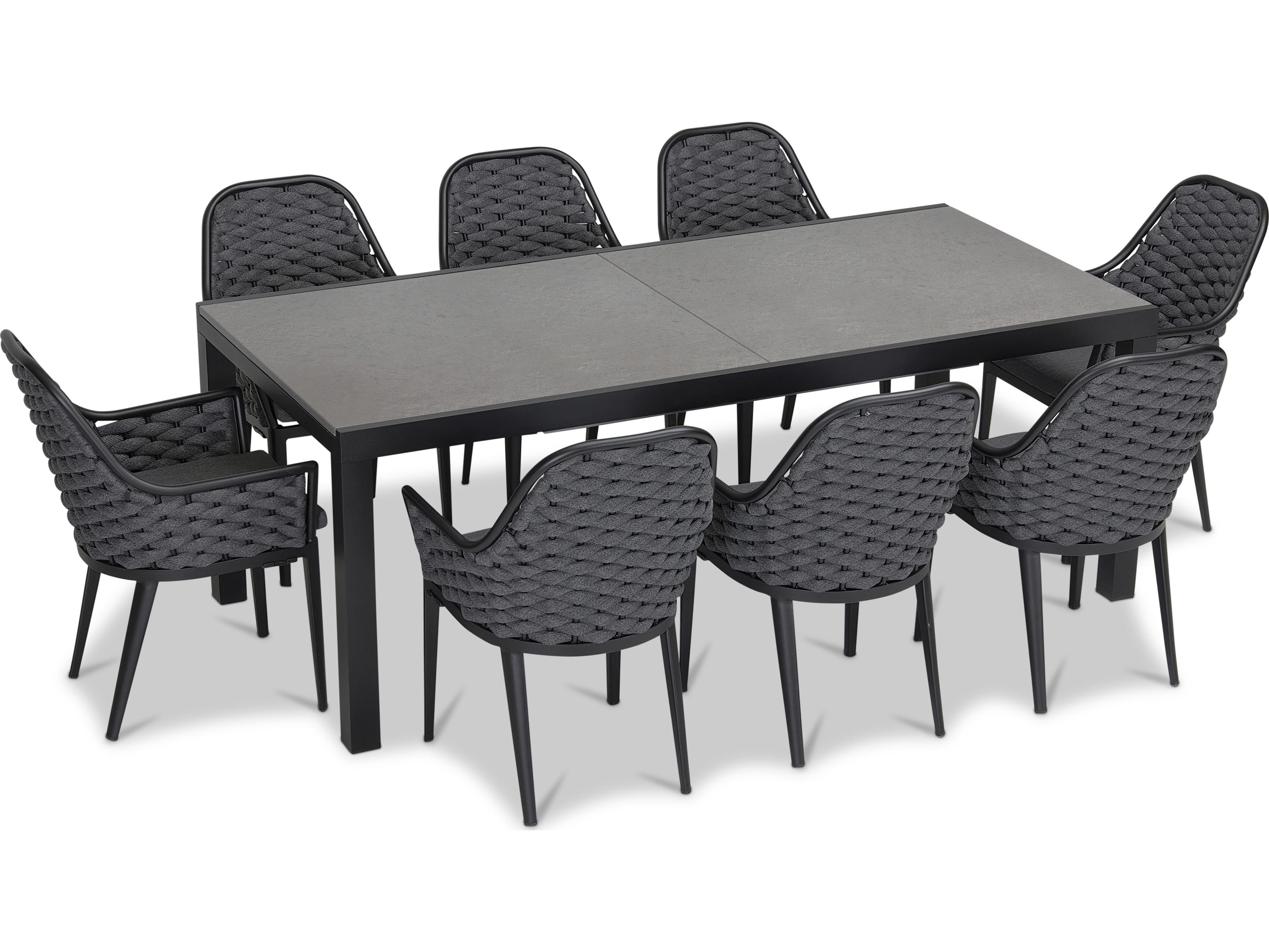 Harmonia Living Parlor Aluminum Rope 9 Piece Seat Patio Dining Set