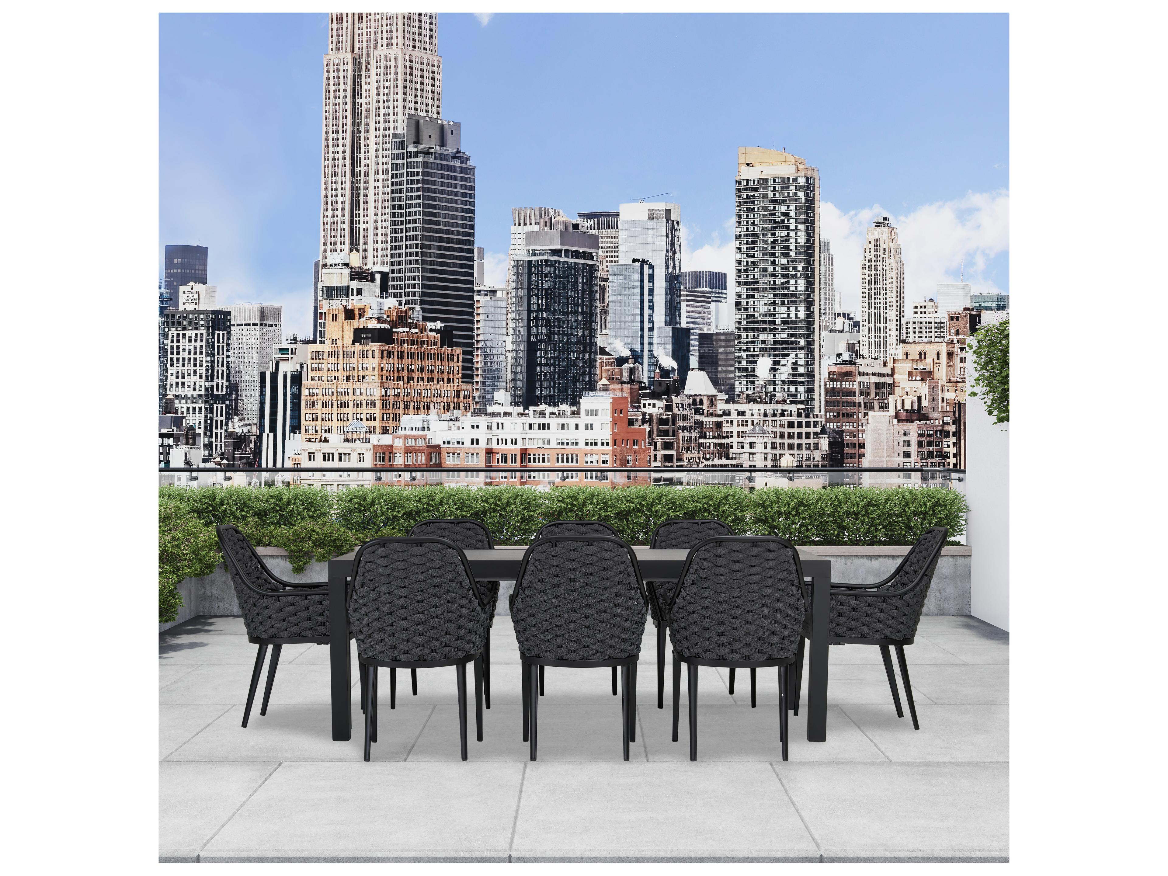 Harmonia Living Parlor Aluminum Rope 9 Piece Seat Patio Dining Set