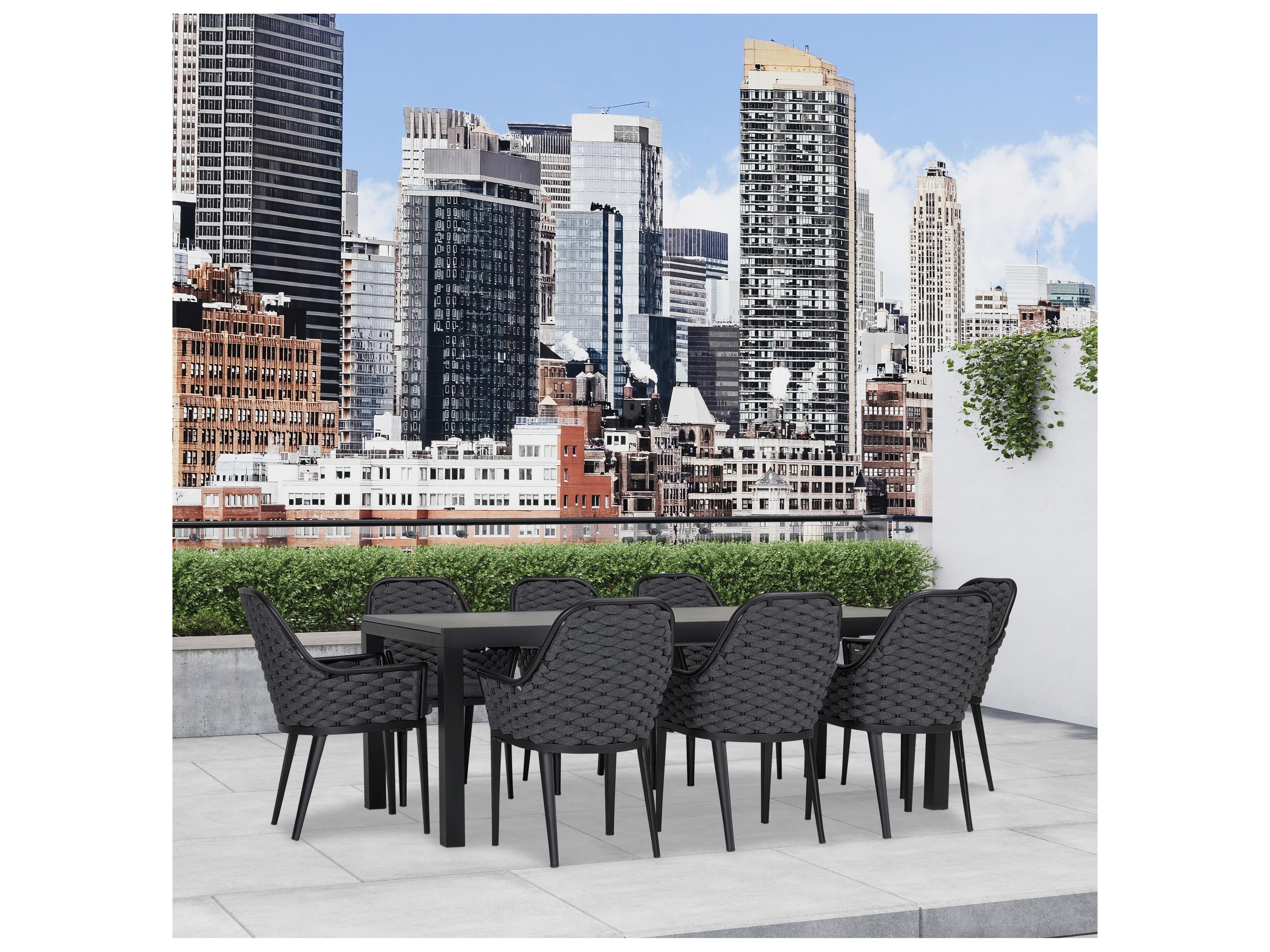 Harmonia Living Parlor Aluminum Rope 9 Piece Seat Patio Dining Set