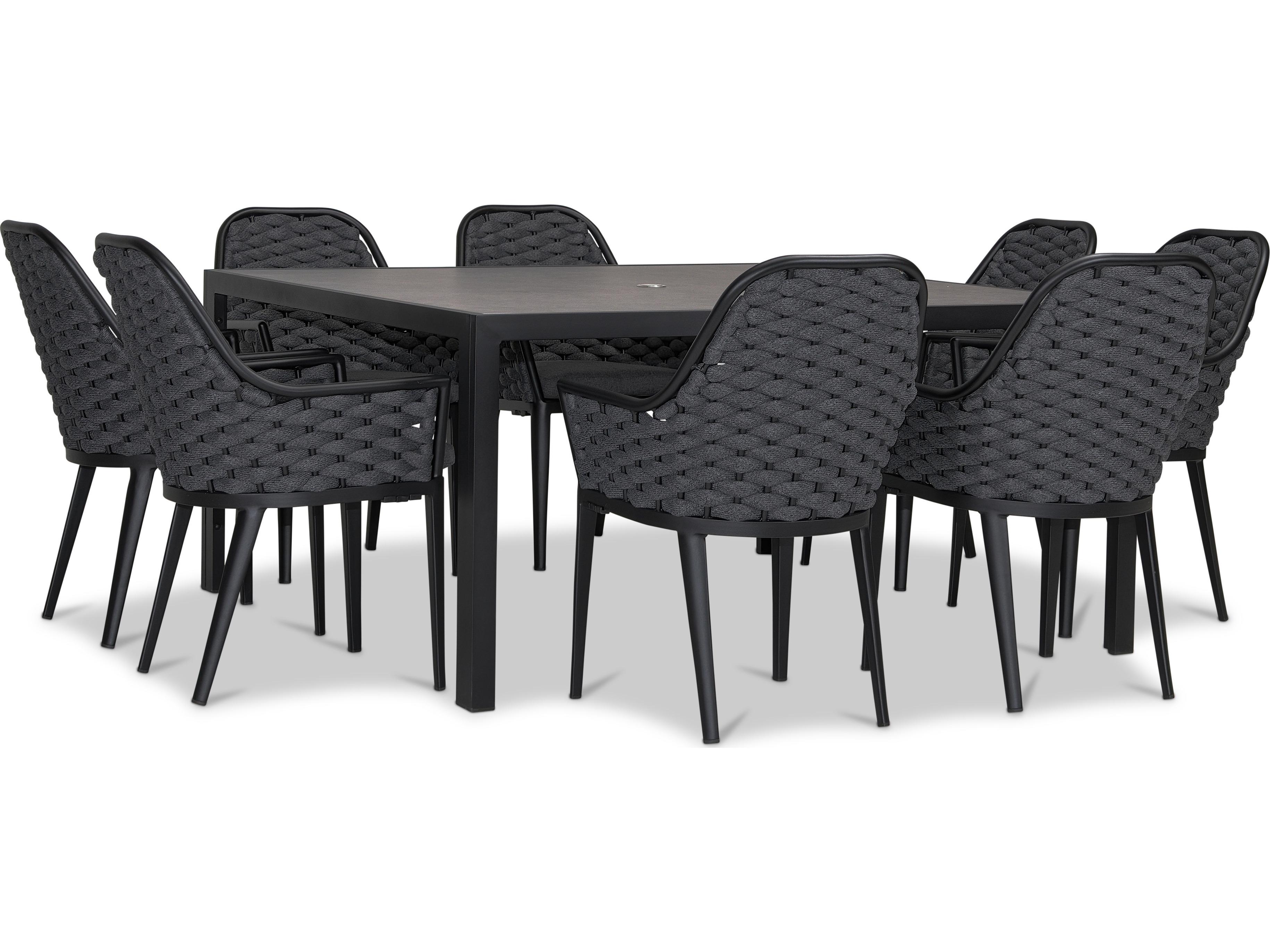 Harmonia Living Parlor Aluminum Rope 9 Piece Seat Outdoor Dining Set