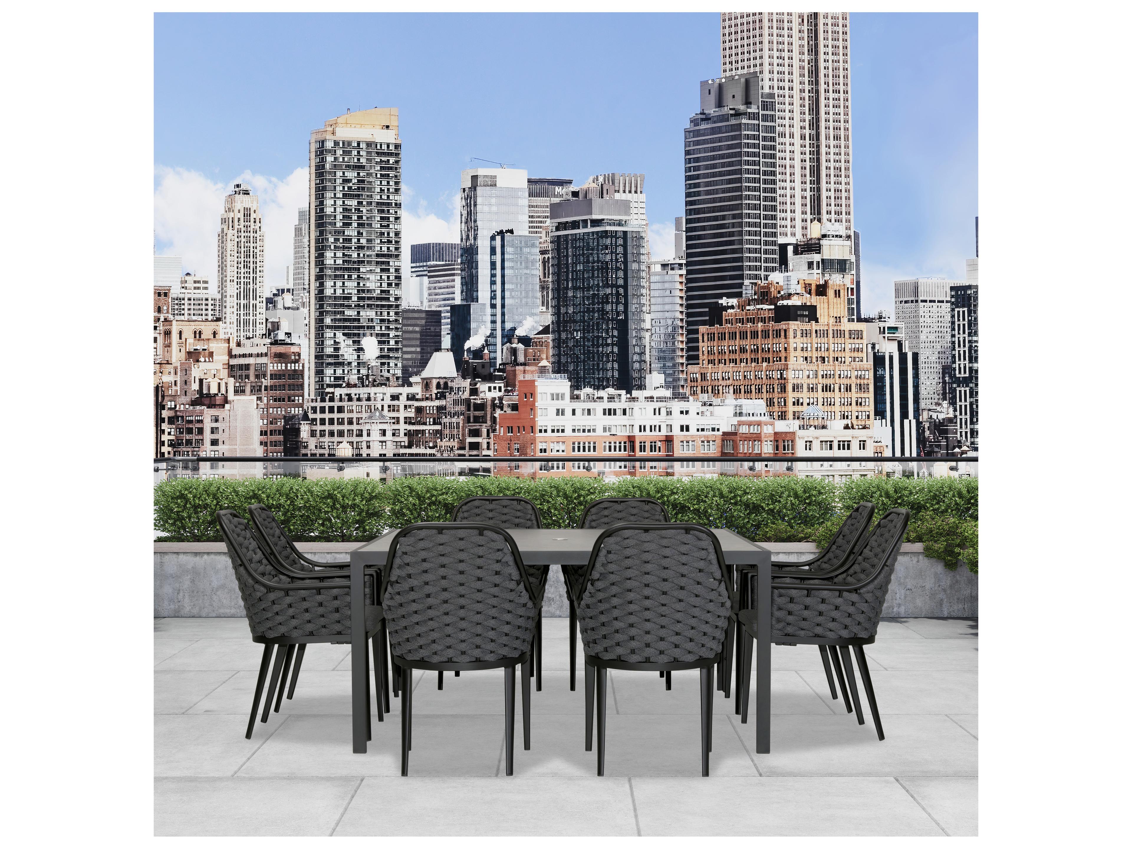 Harmonia Living Parlor Aluminum Rope 9 Piece Seat Outdoor Dining Set