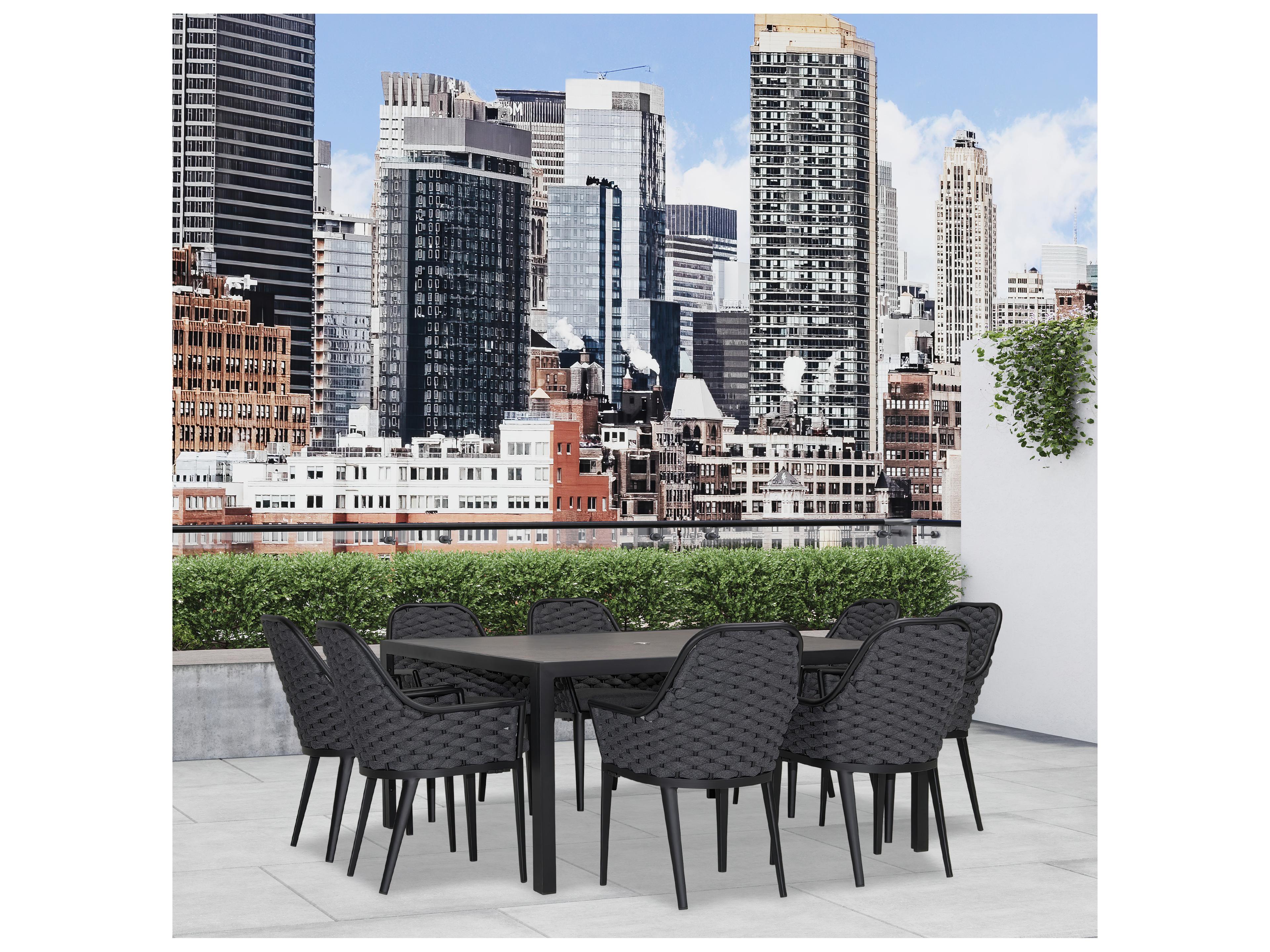 Harmonia Living Parlor Aluminum Rope 9 Piece Seat Outdoor Dining Set