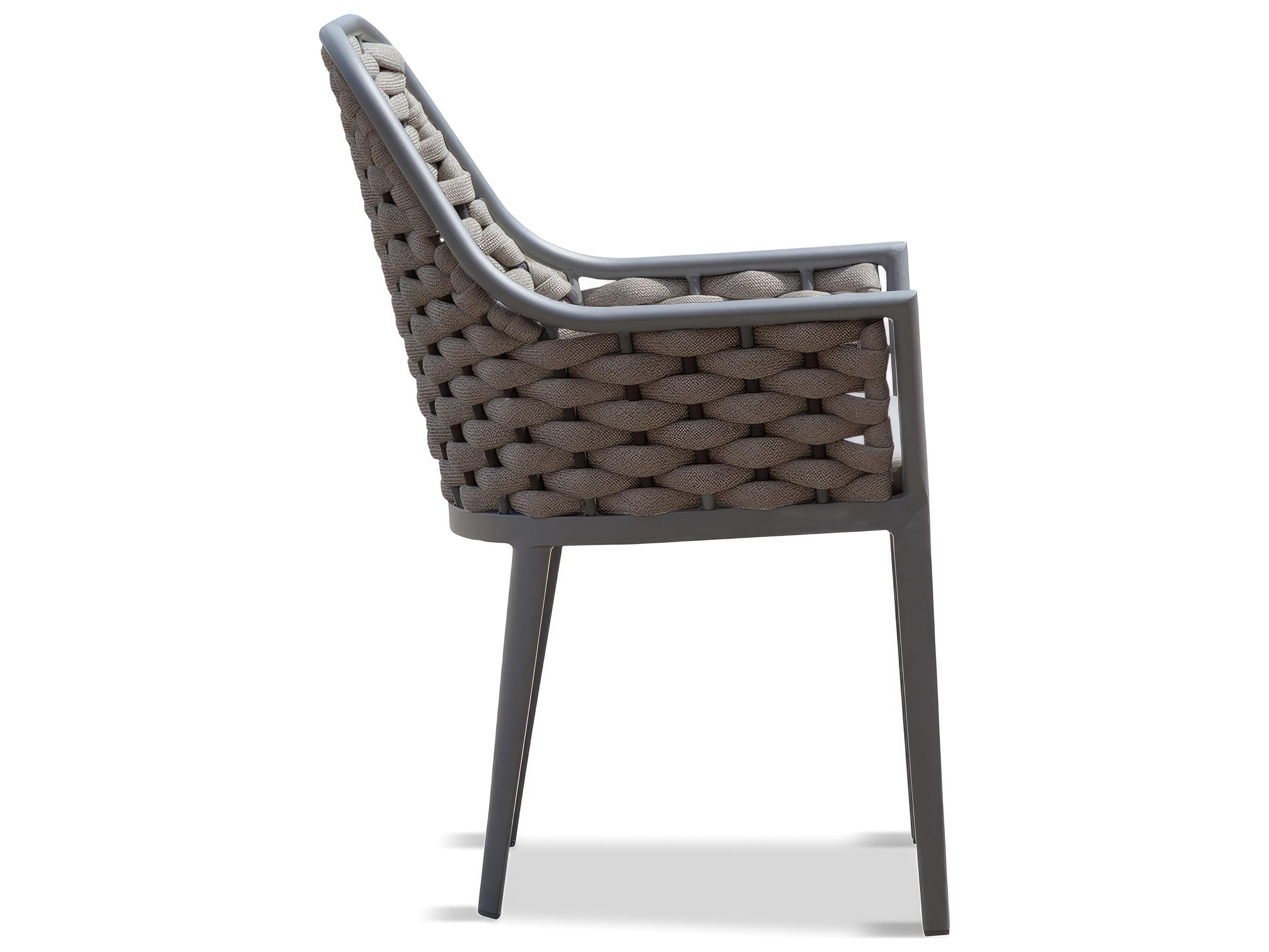 Harmonia Living Parlor Aluminum Rope Stackable Outdoor Patio Dining Arm Chair