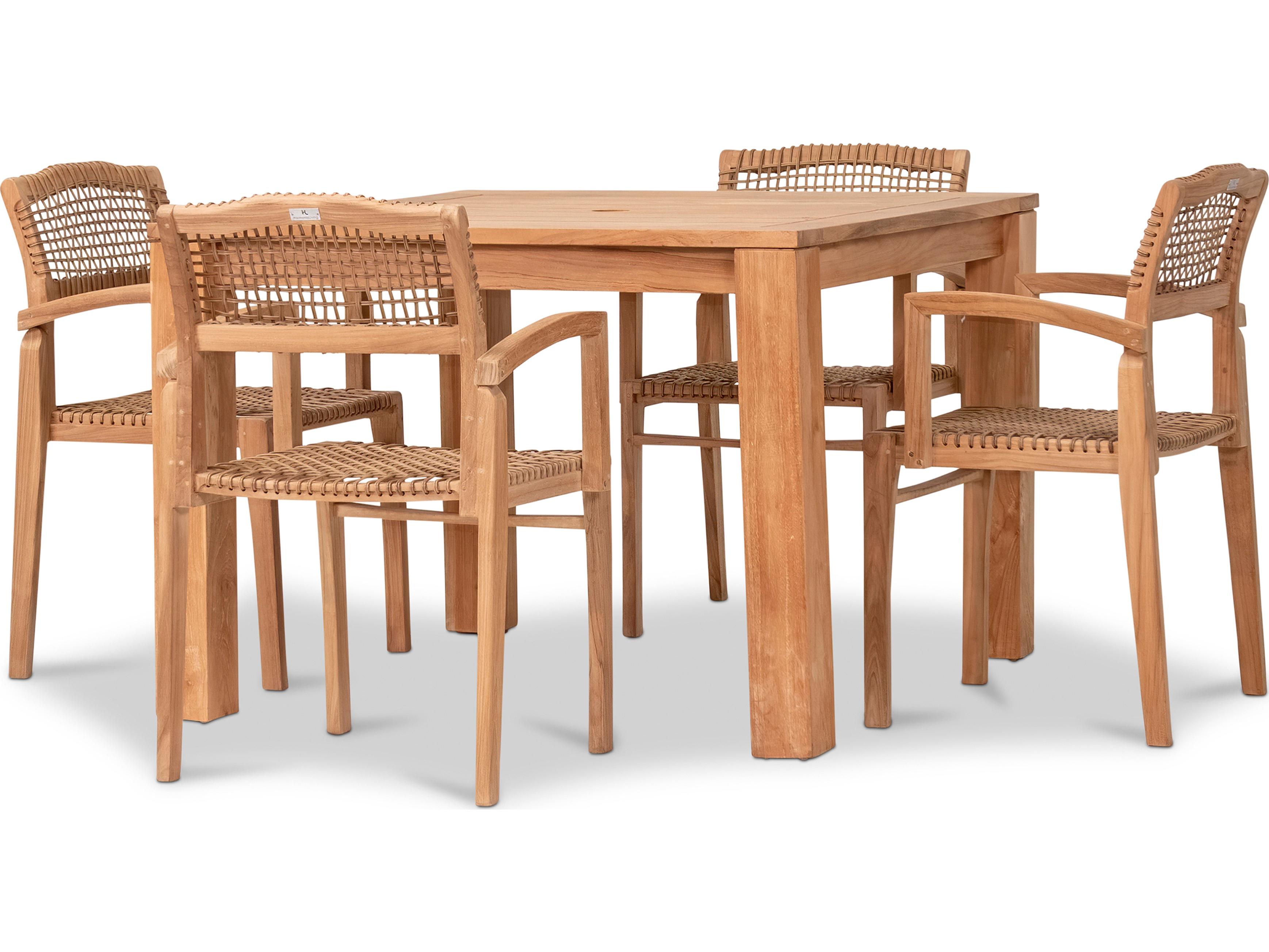 Harmonia Living Sands Teak 5 Piece Outdoor Patio Dining Set