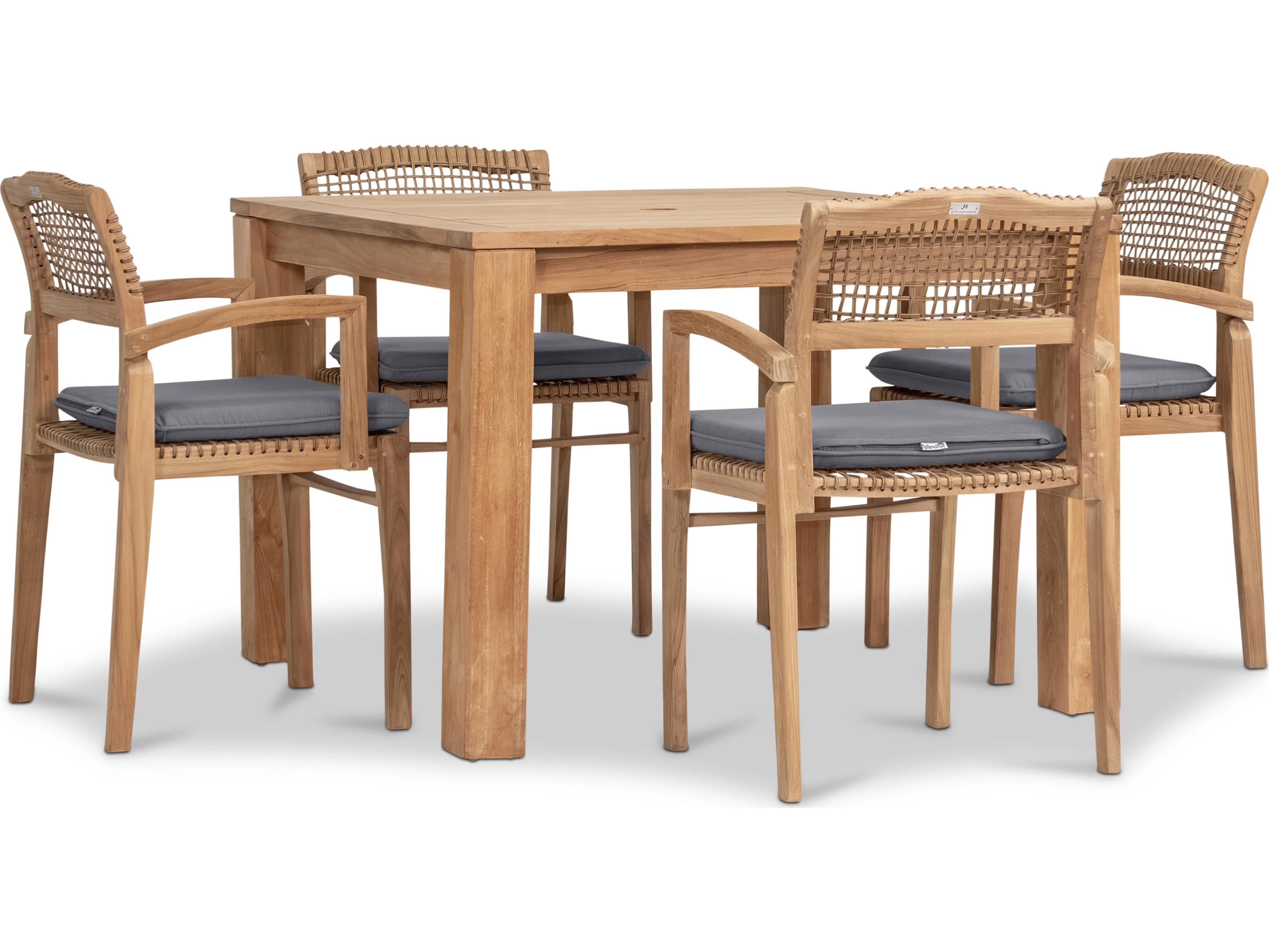Harmonia Living Sands Teak 5 Piece Outdoor Patio Dining Set