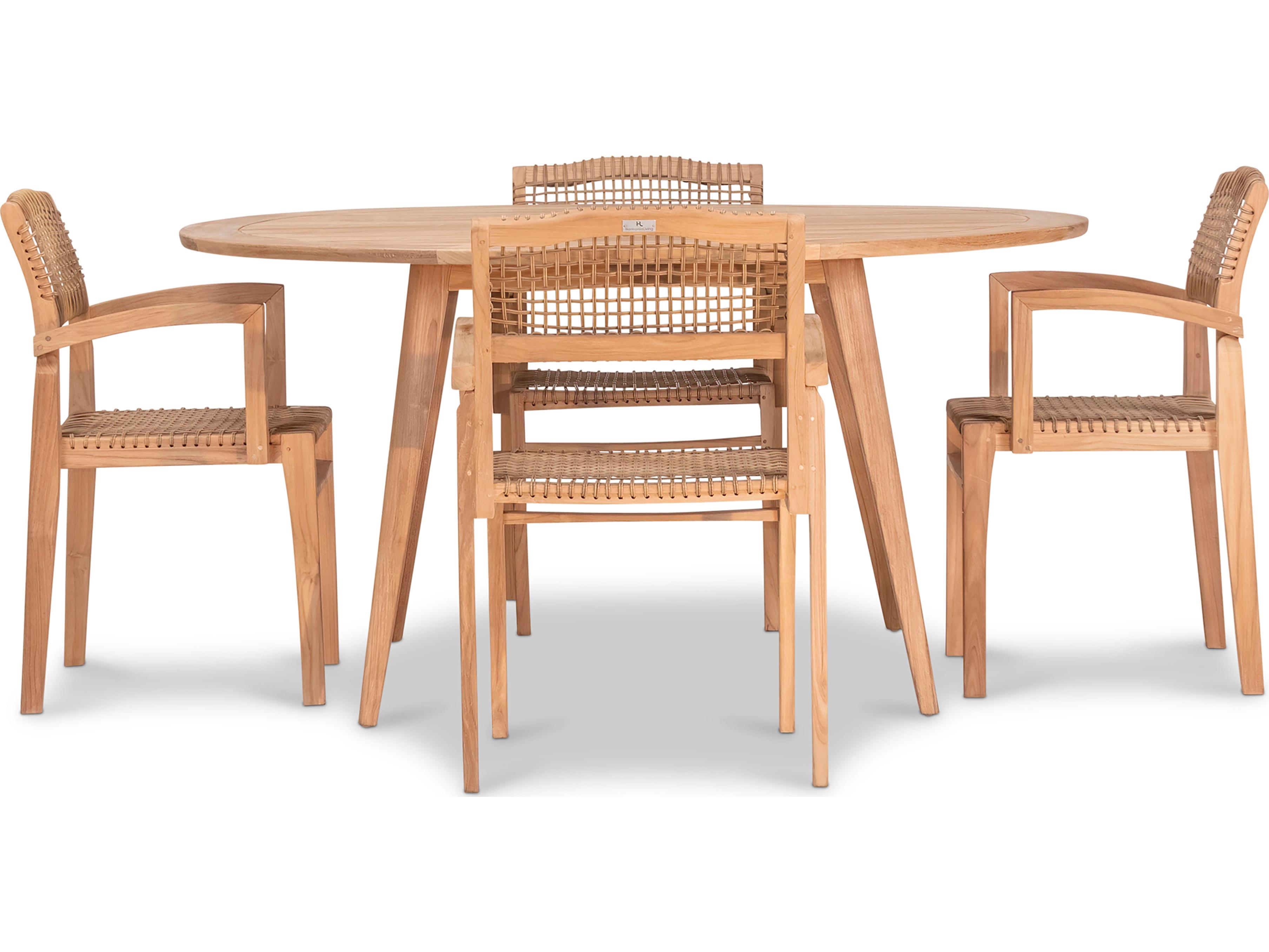 Harmonia Living Sands Teak 5 Piece Patio Dining Set