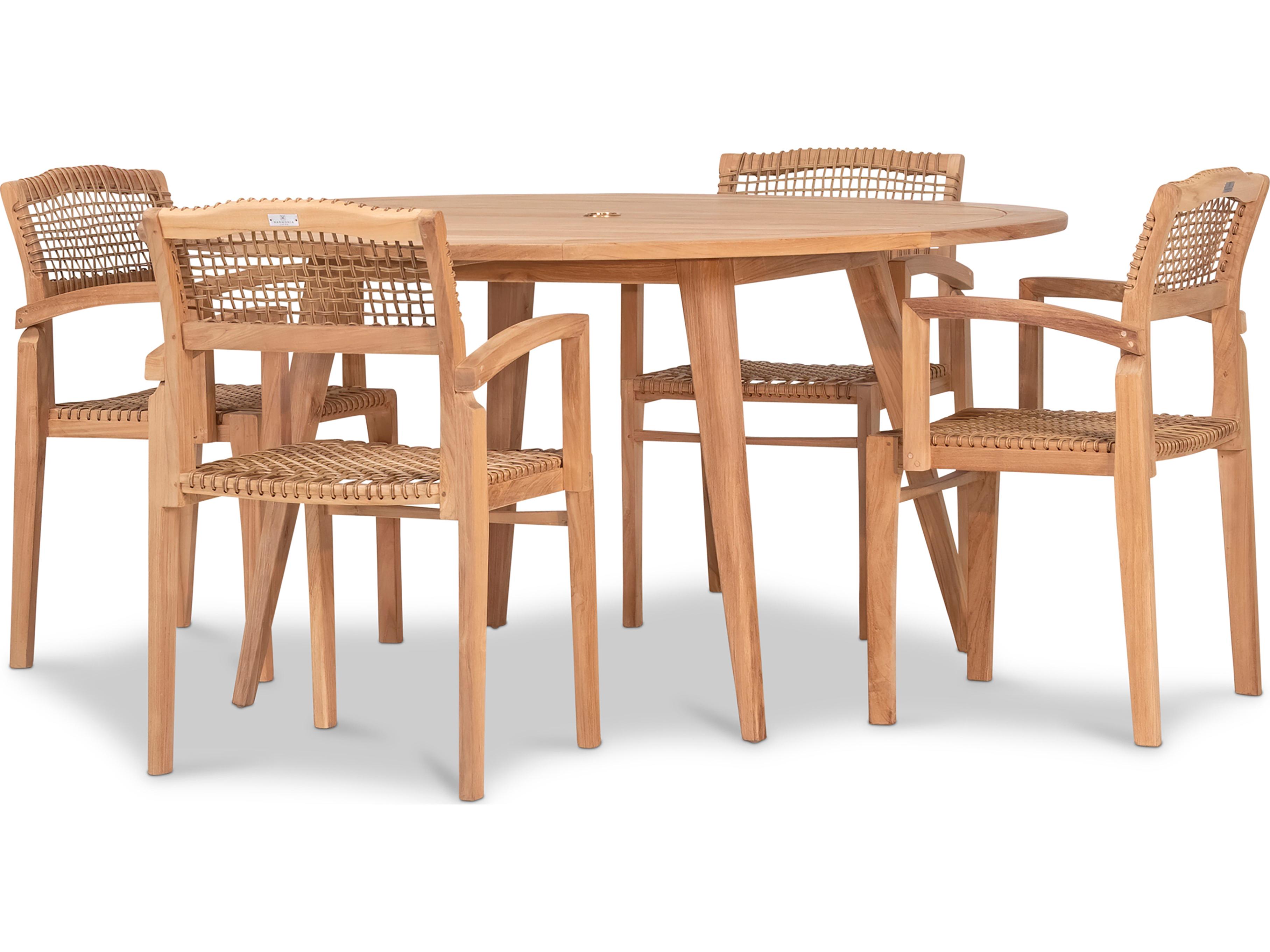 Harmonia Living Sands Teak 5 Piece Patio Dining Set