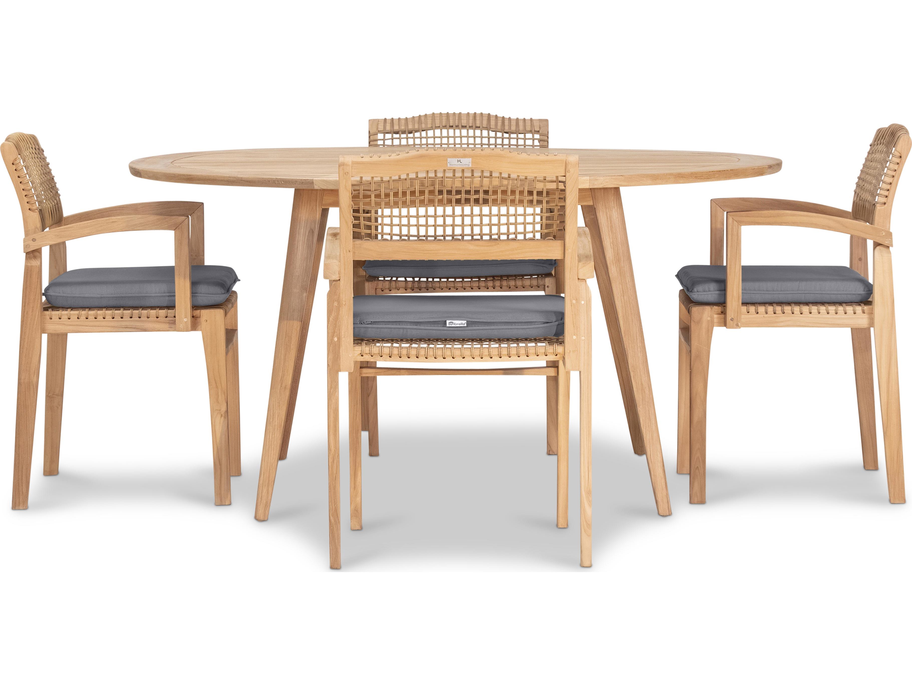 Harmonia Living Sands Teak 5 Piece Patio Dining Set