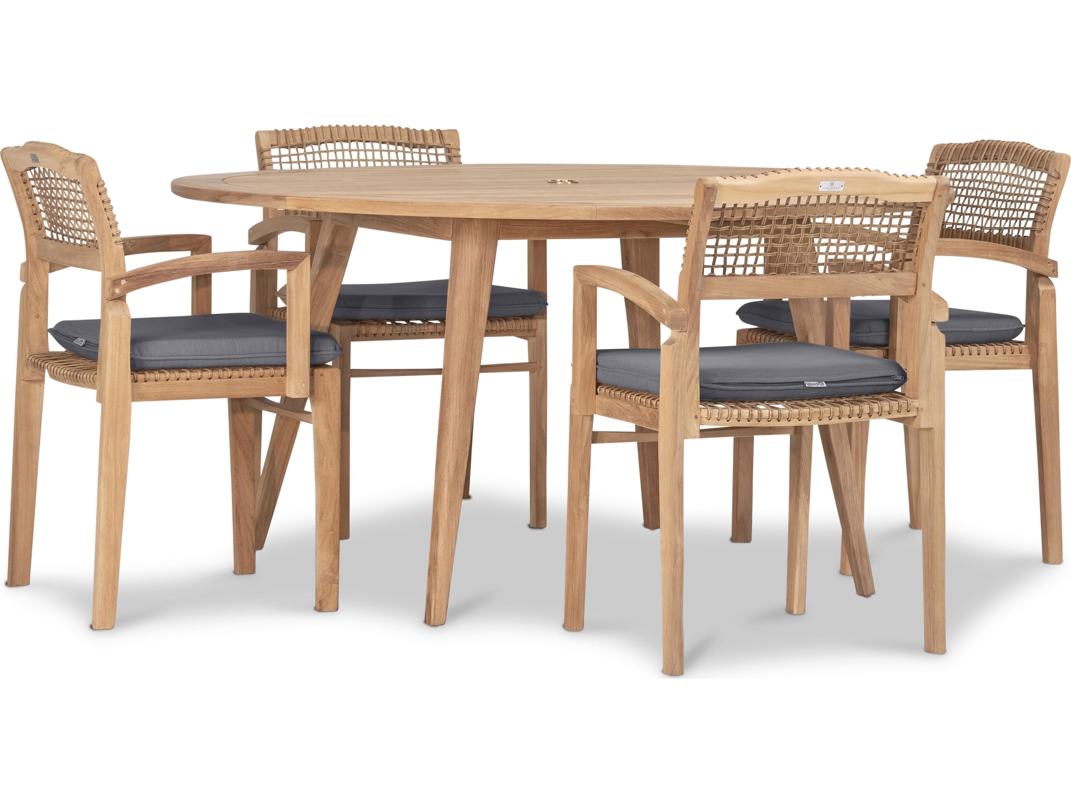 Harmonia Living Sands Teak 5 Piece Patio Dining Set