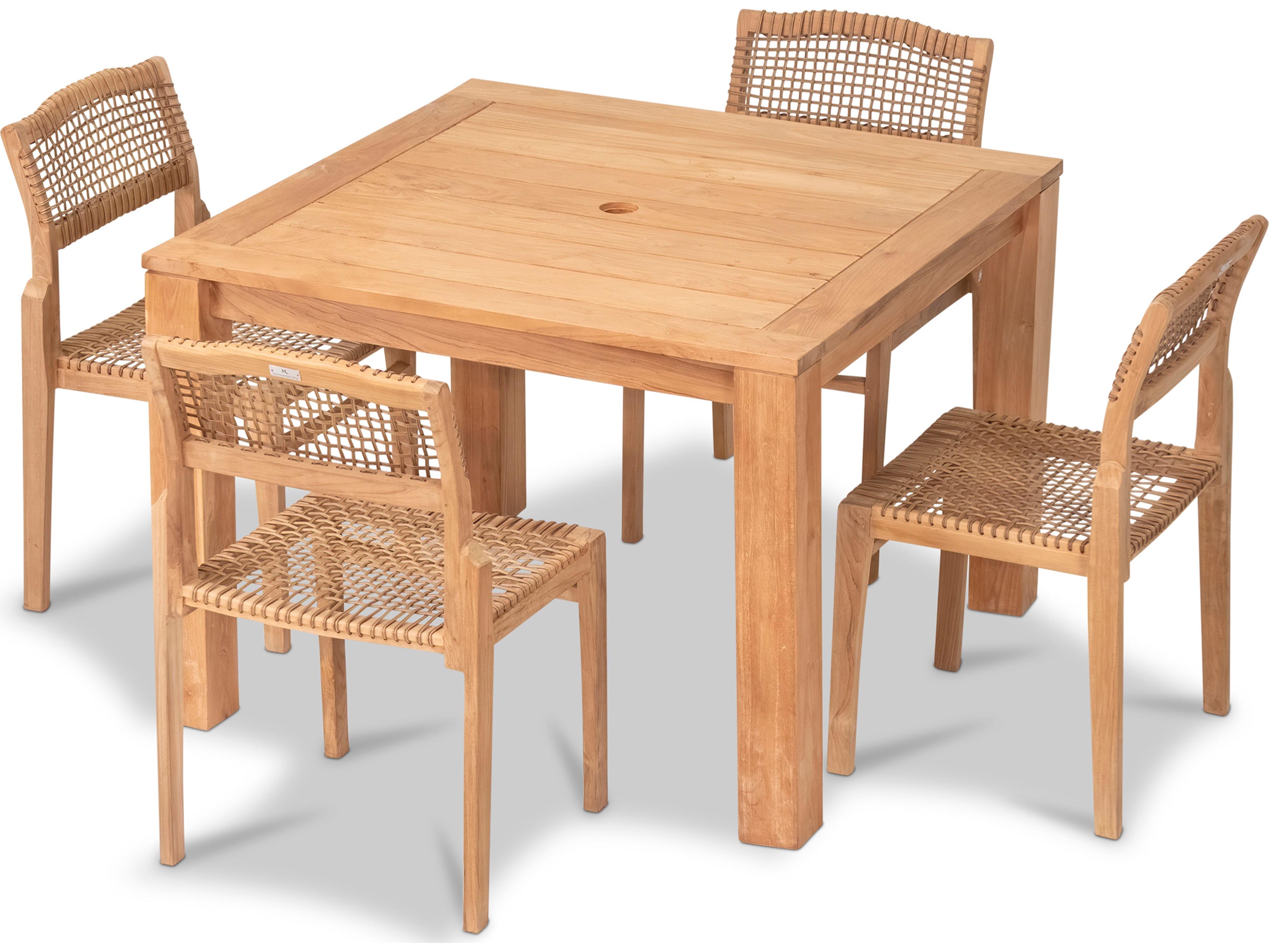 Harmonia Living Sands Teak 5 Piece Outdoor Dining Set