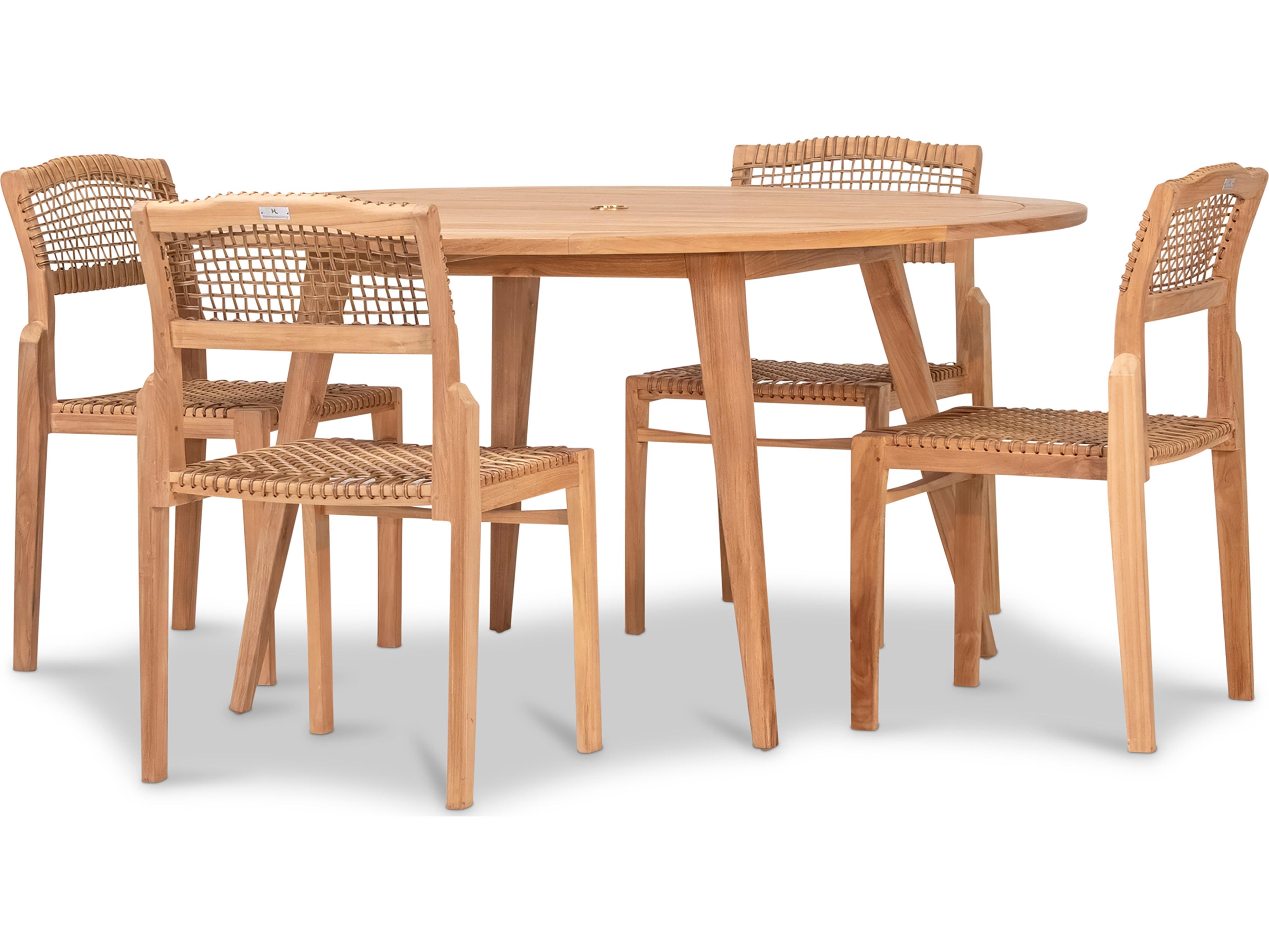 Harmonia Living Sands Teak 5 Piece Outdoor Patio Dining Set