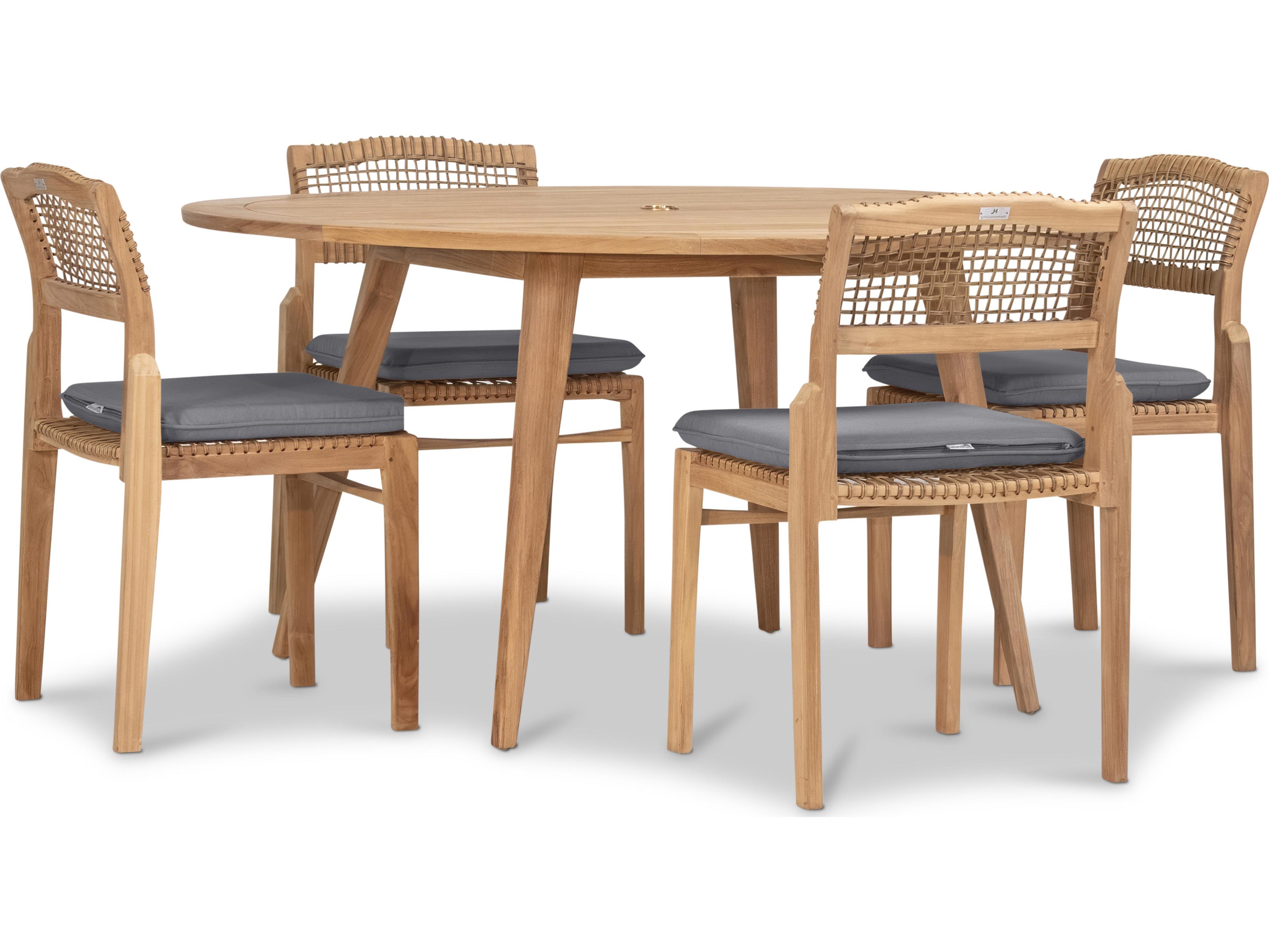 Harmonia Living Sands Teak 5 Piece Outdoor Patio Dining Set
