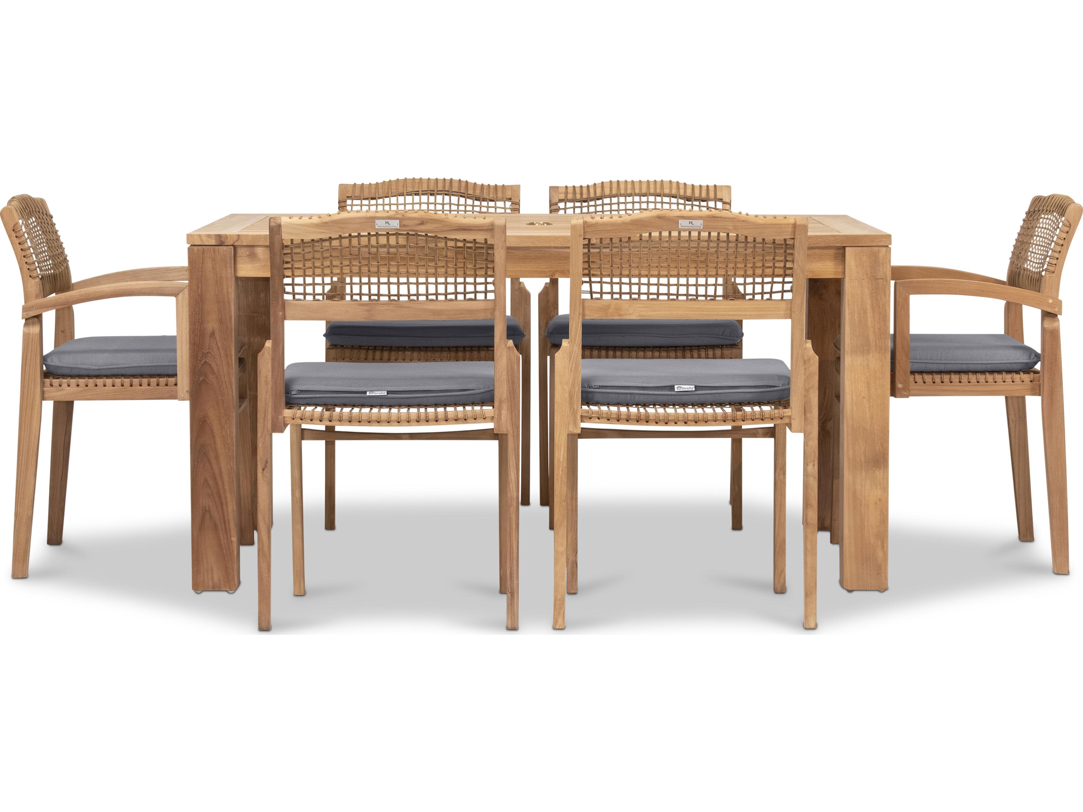Harmonia Living Sands Teak 7 Piece Patio Dining Set