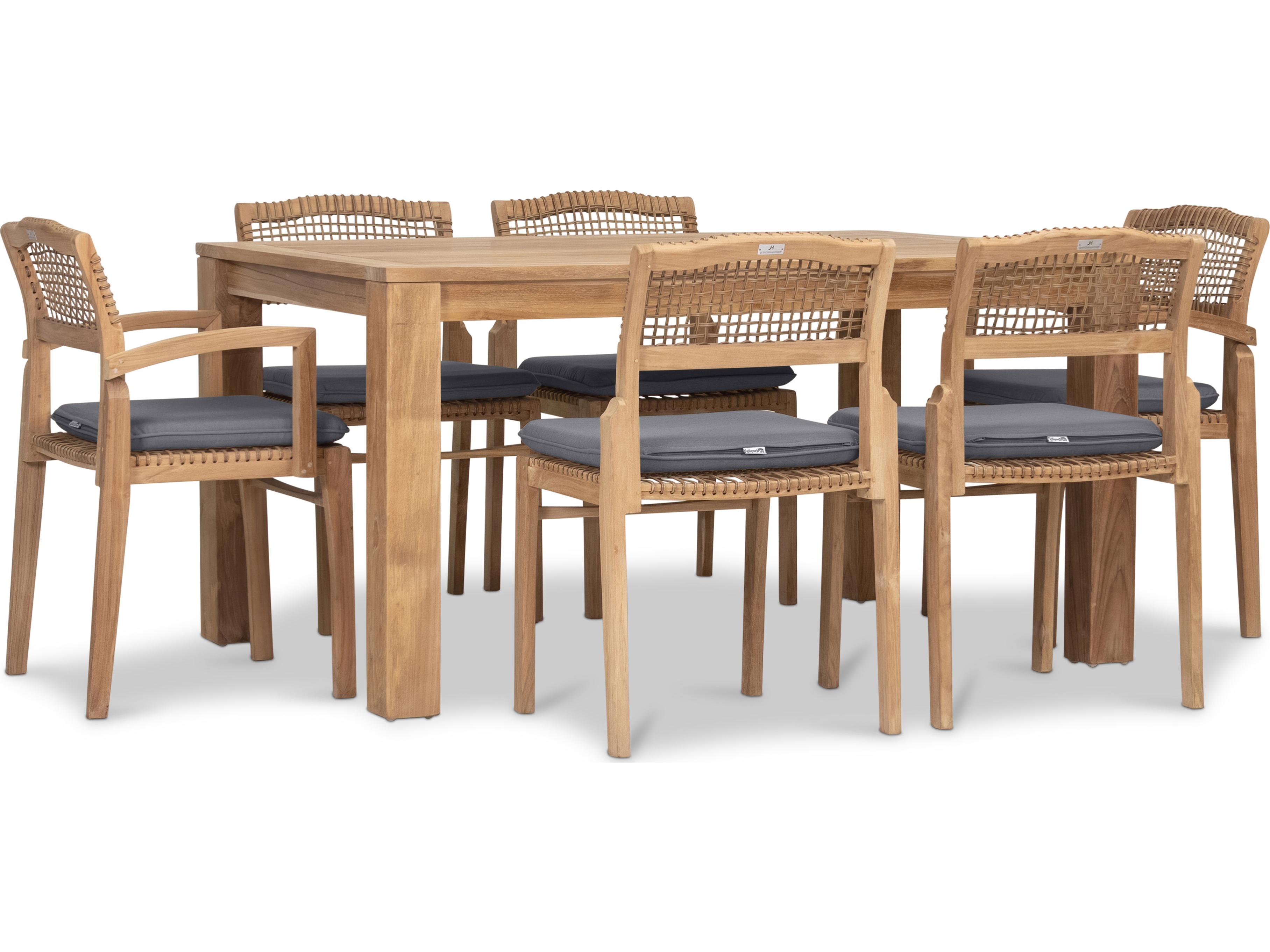 Harmonia Living Sands Teak 7 Piece Patio Dining Set