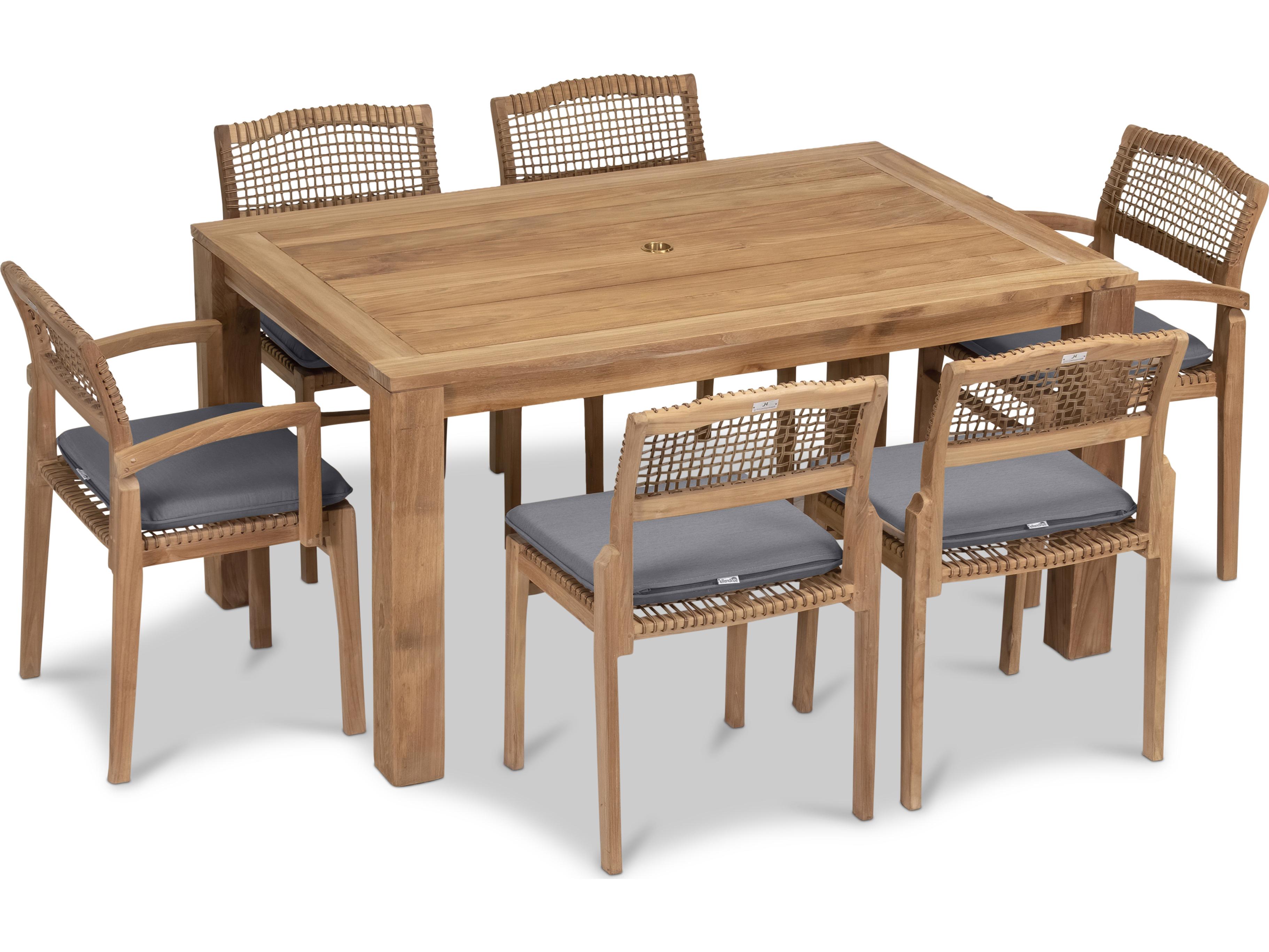 Harmonia Living Sands Teak 7 Piece Patio Dining Set