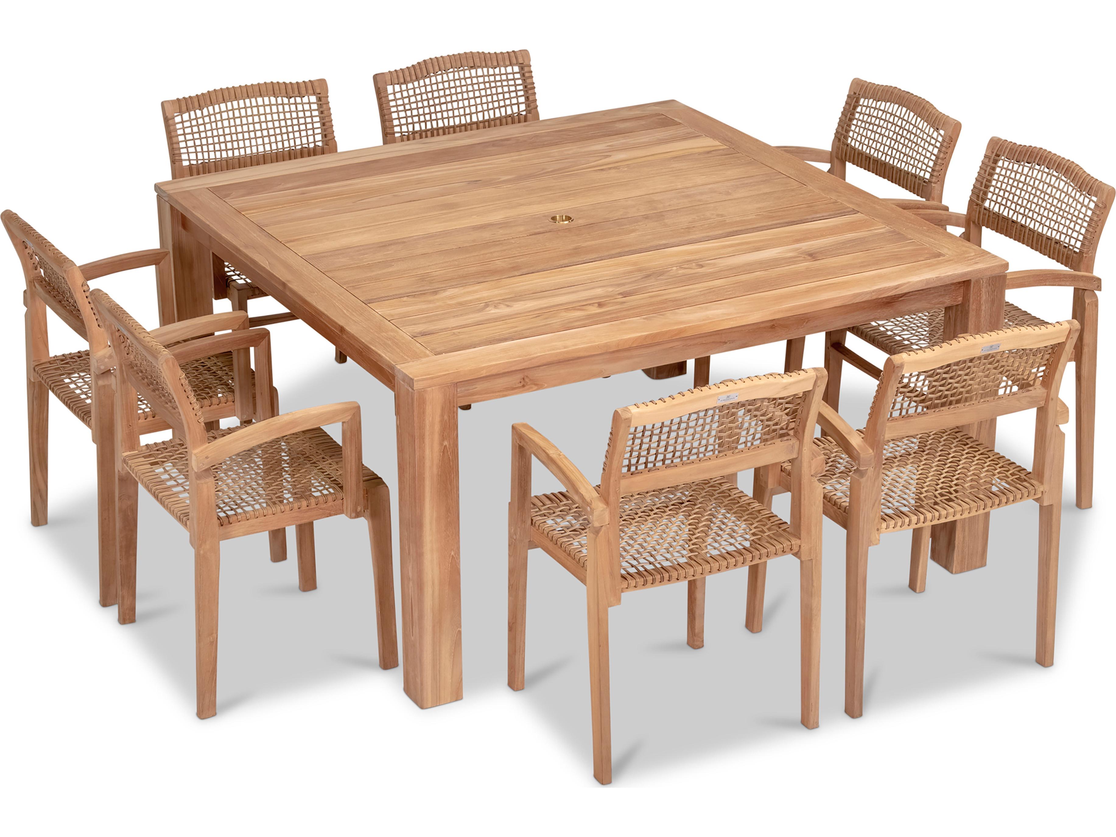 Harmonia Living Sands Teak 9 Piece Outdoor Dining Set