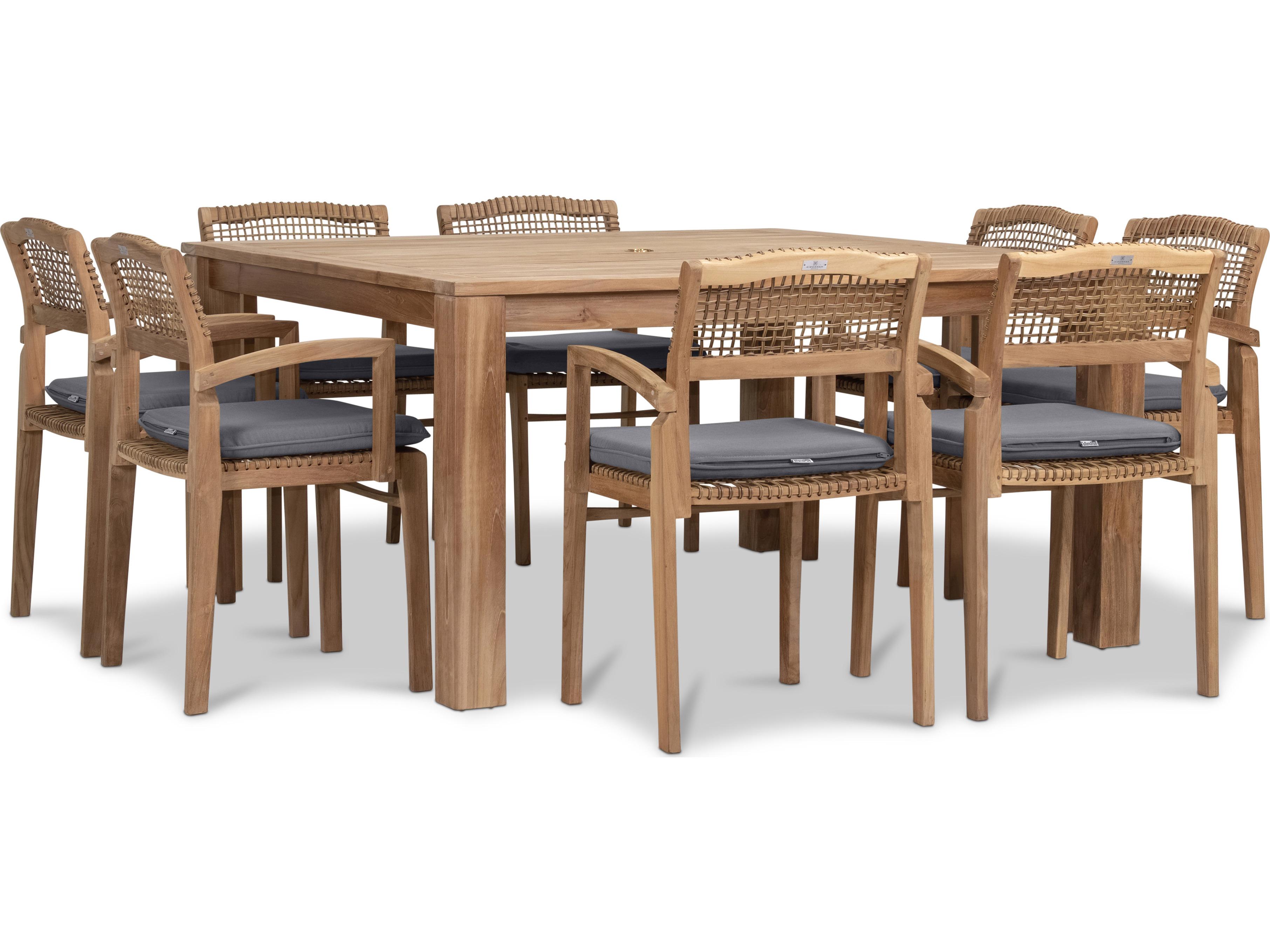 Harmonia Living Sands Teak 9 Piece Outdoor Dining Set