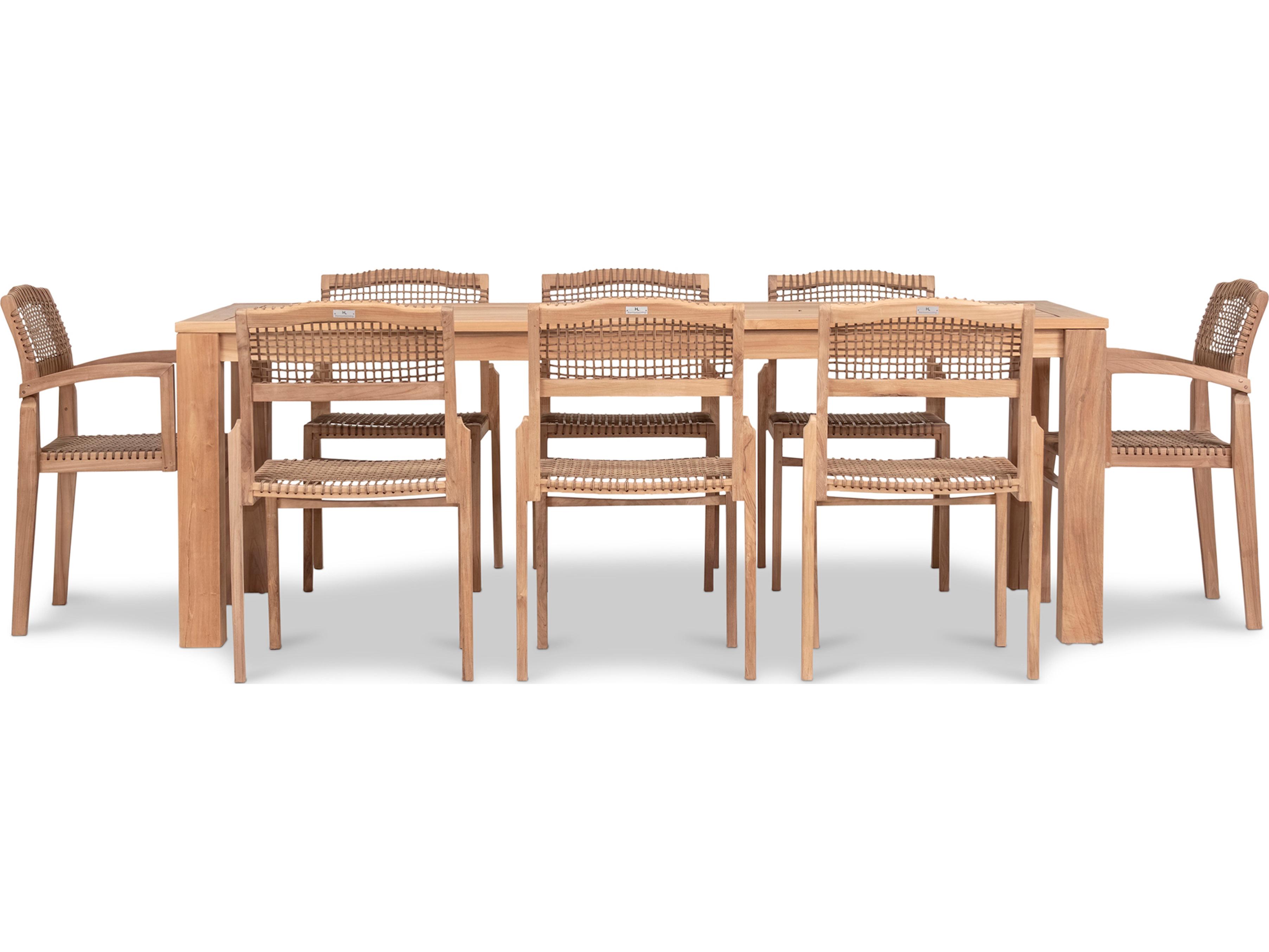 Harmonia Living Sands Teak 9 Piece Outdoor Patio Dining Set