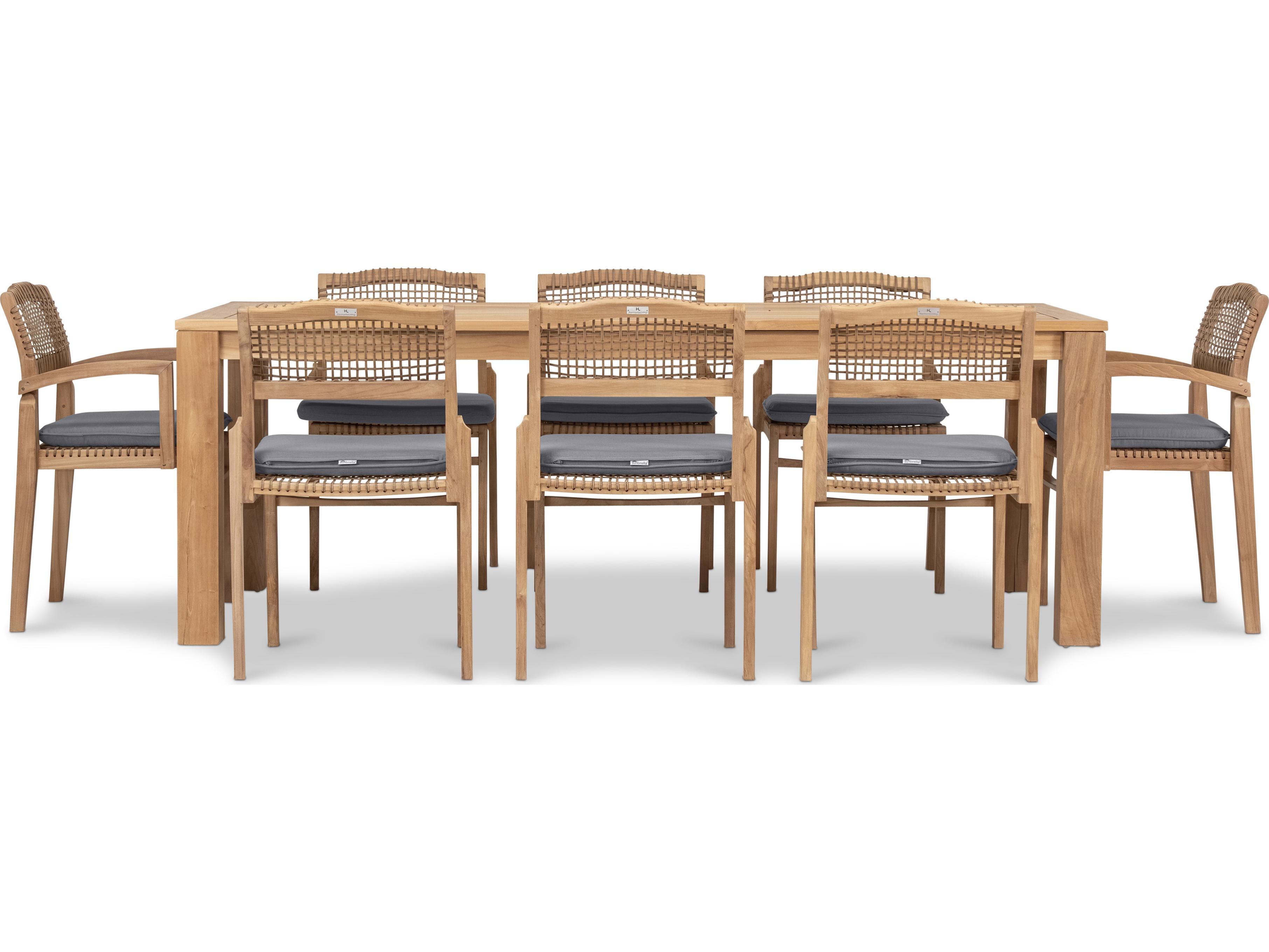 Harmonia Living Sands Teak 9 Piece Outdoor Patio Dining Set