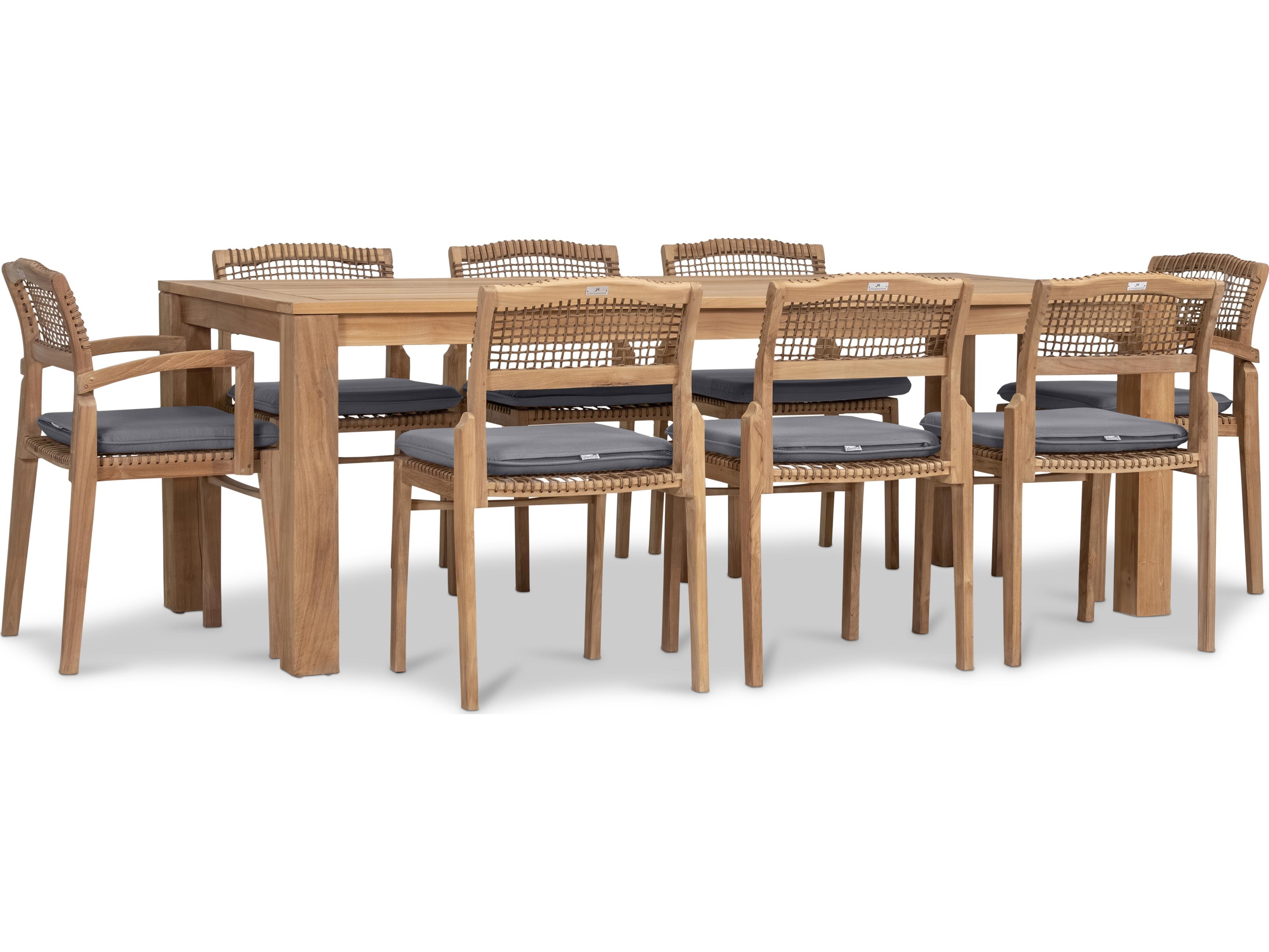 Harmonia Living Sands Teak 9 Piece Outdoor Patio Dining Set