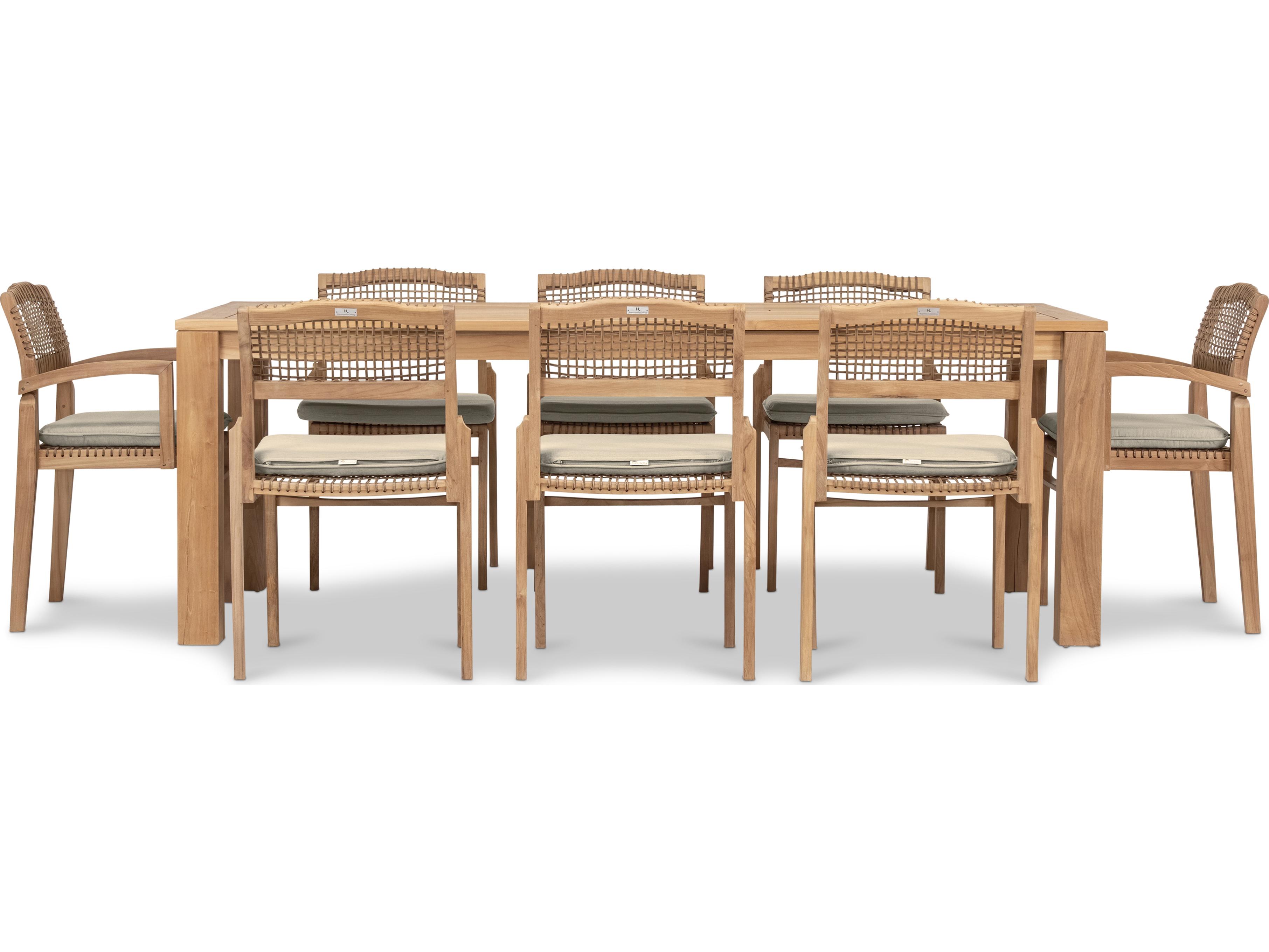 Harmonia Living Sands Teak 9 Piece Outdoor Patio Dining Set