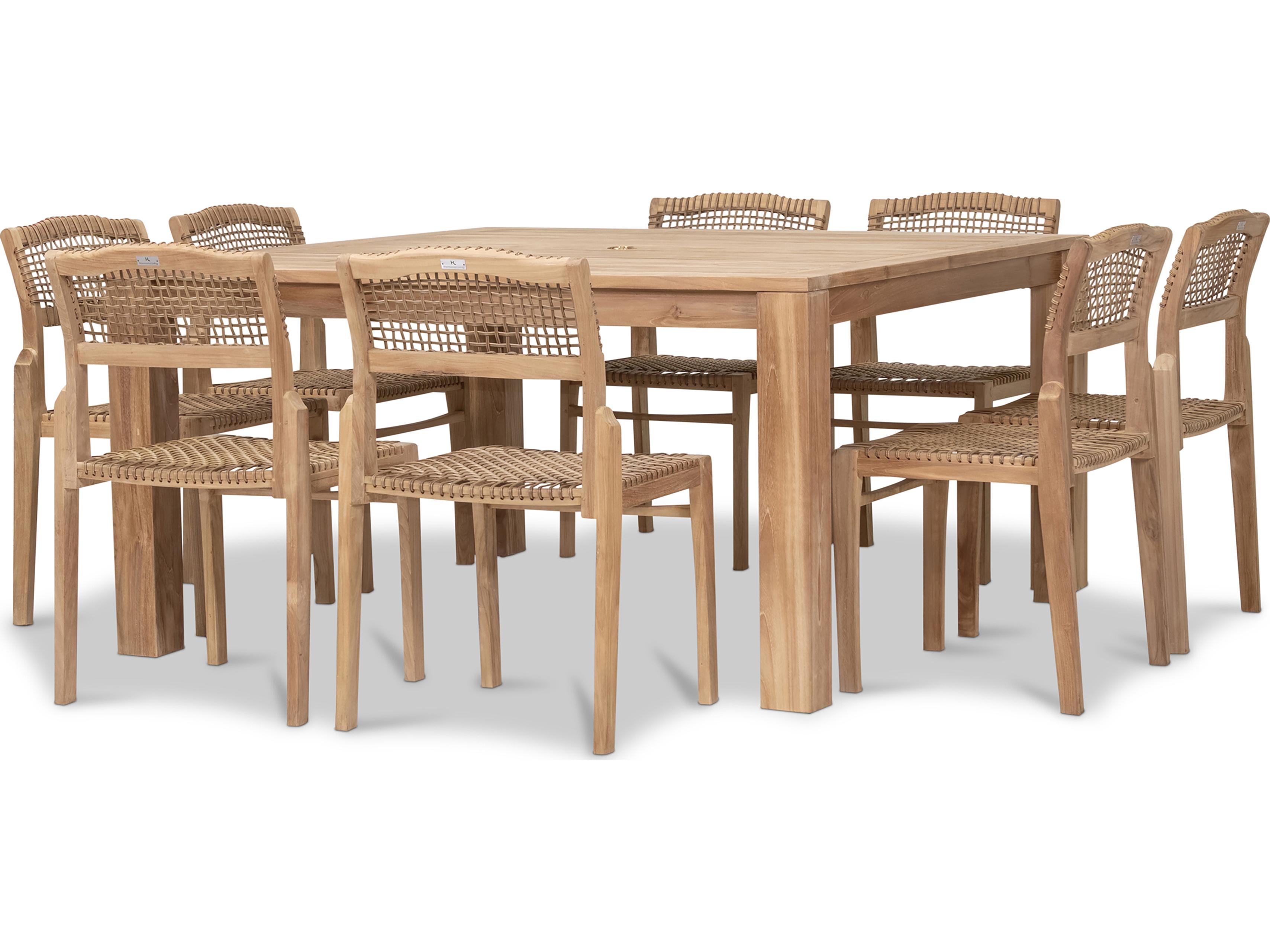 Harmonia Living Sands Teak 9 Piece Patio Dining Set