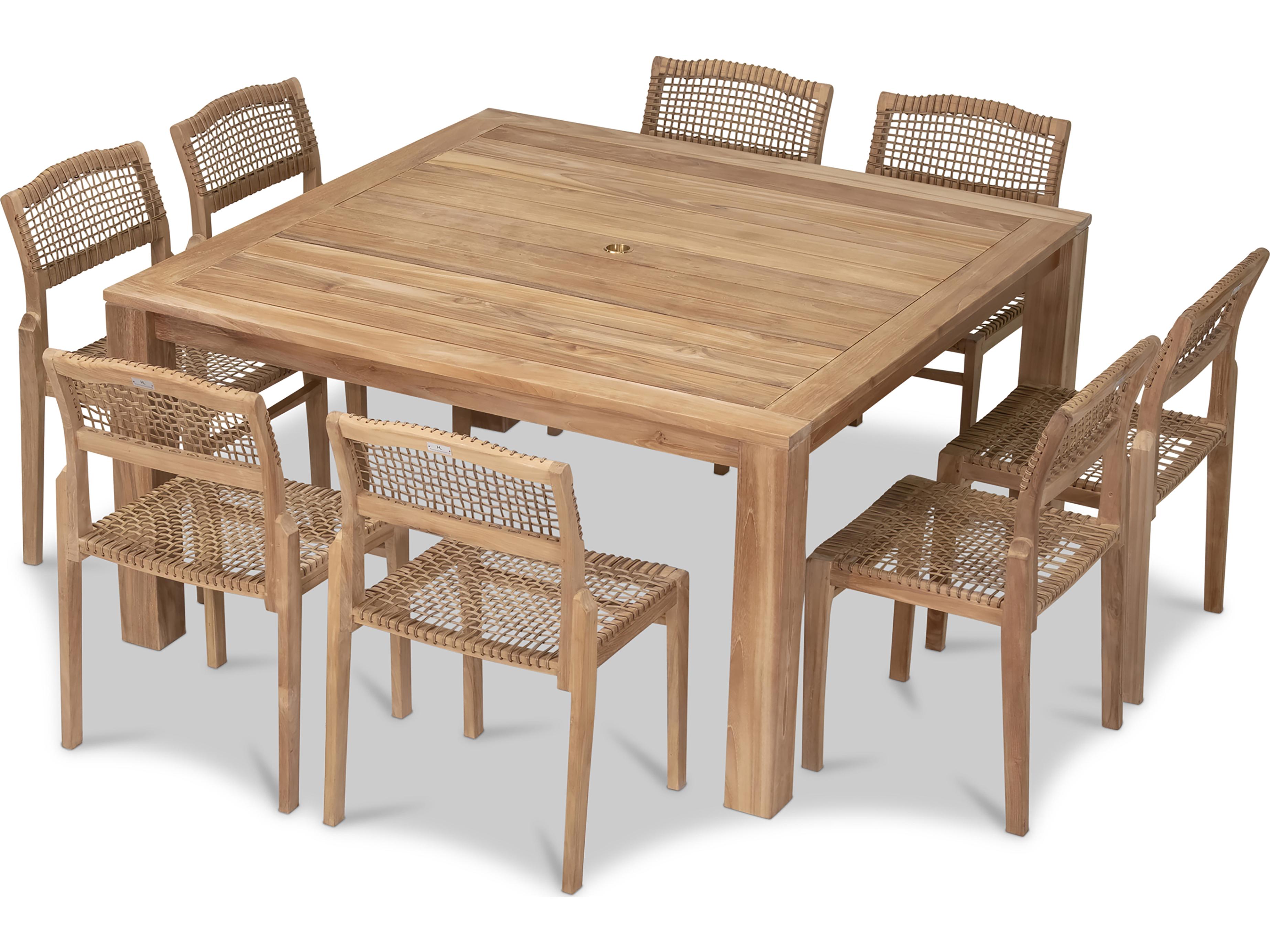 Harmonia Living Sands Teak 9 Piece Patio Dining Set