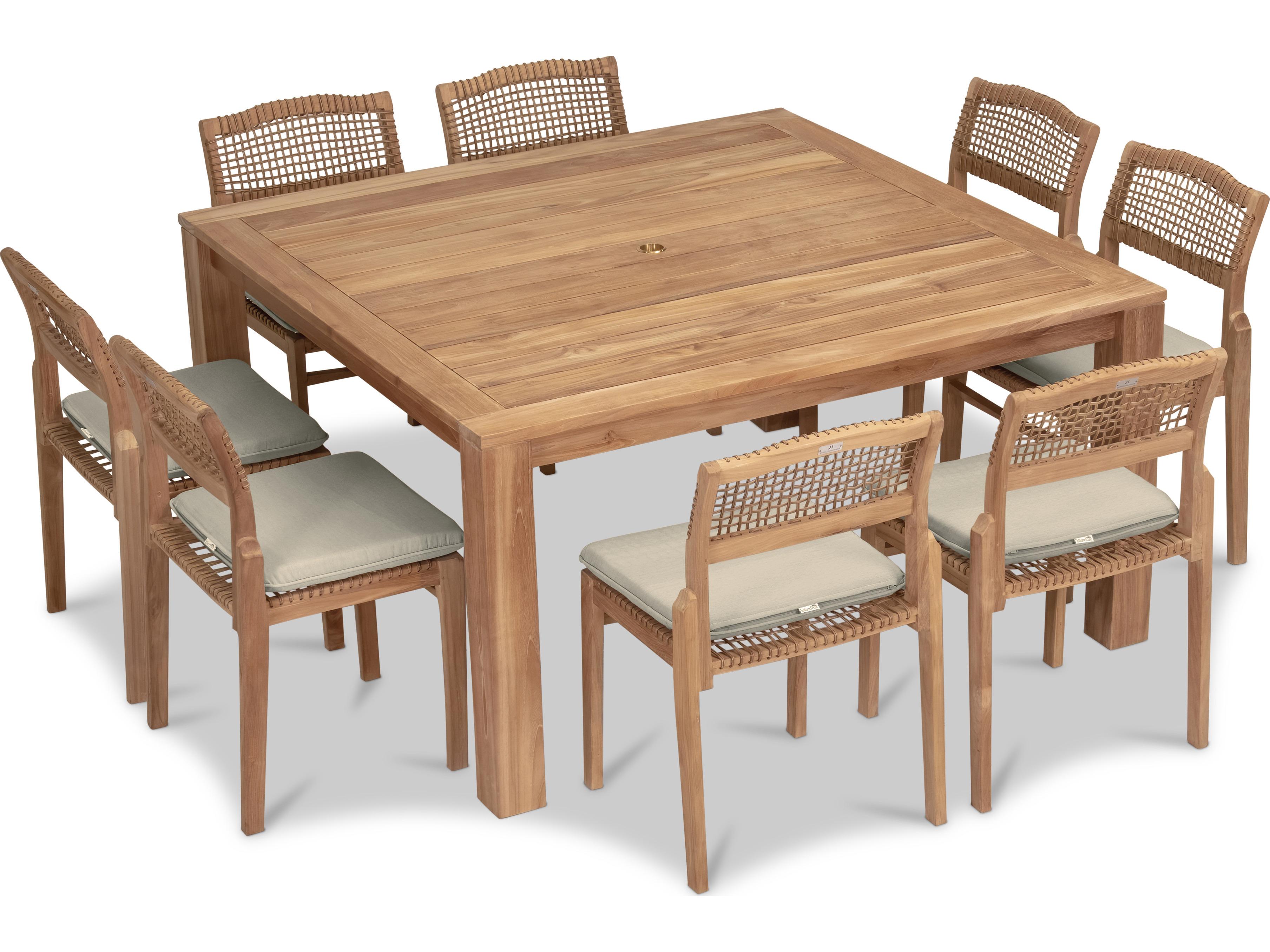 Harmonia Living Sands Teak 9 Piece Patio Dining Set