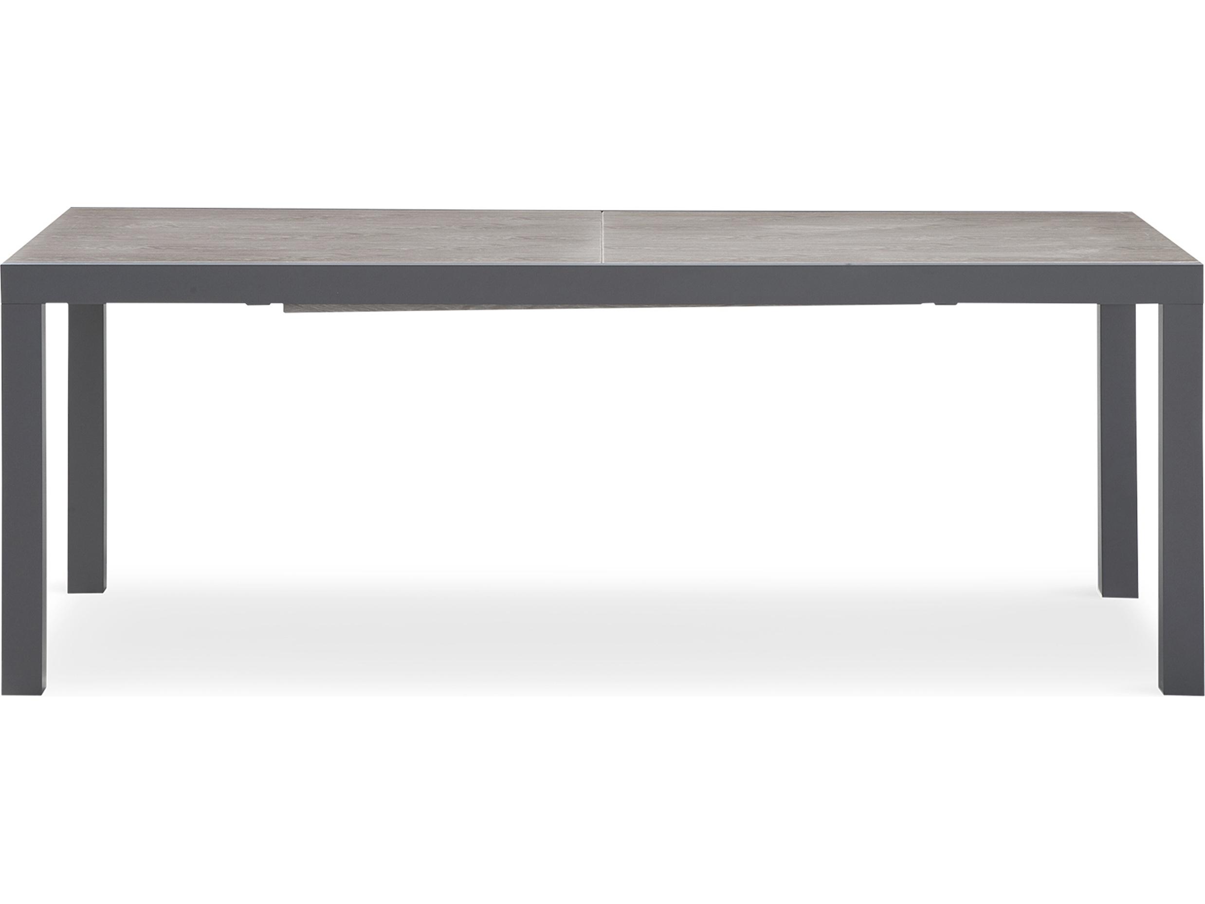 Harmonia Living Spread Aluminum Rectangular Barnwood Top Extendable Dining table