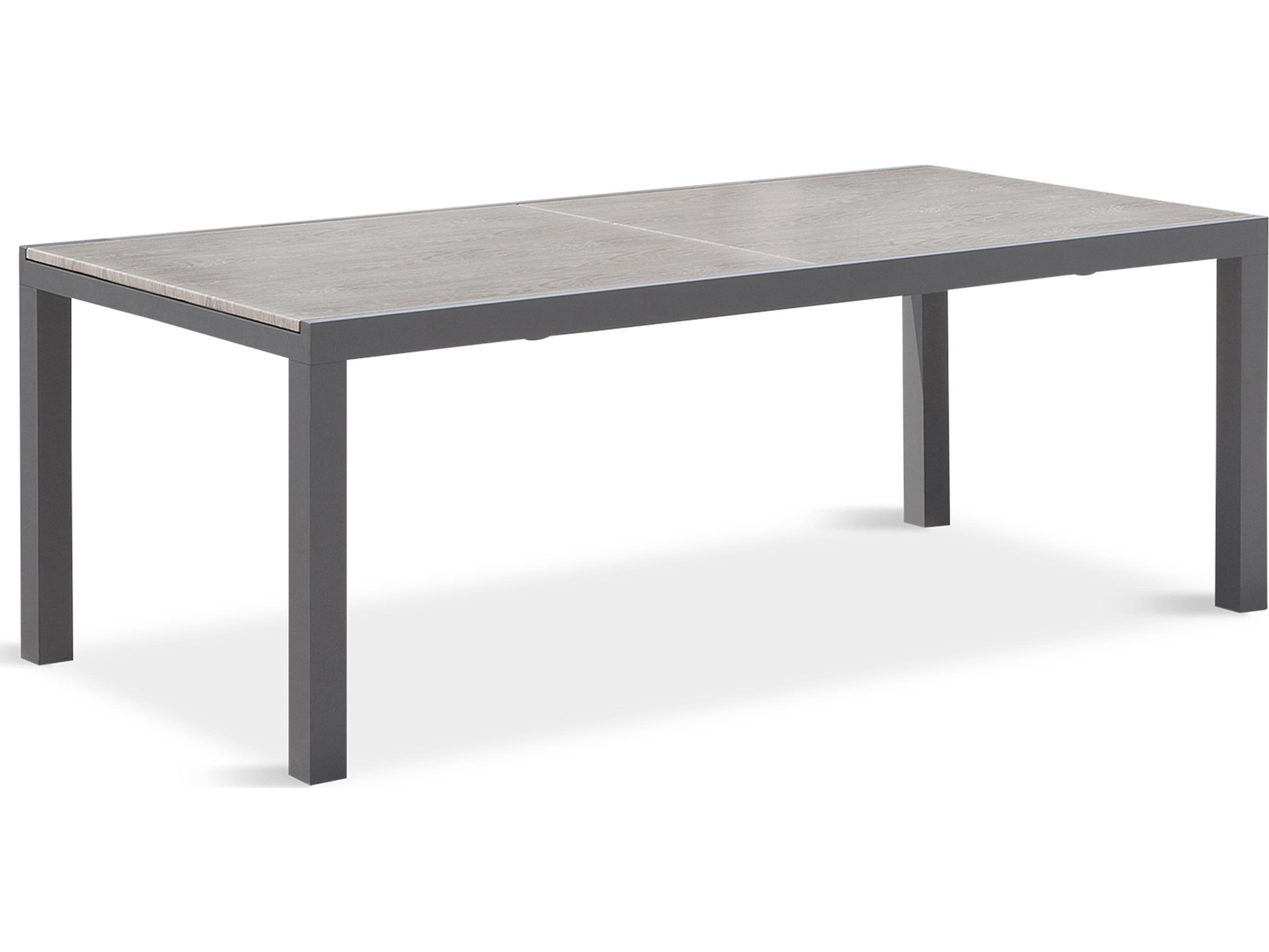 Harmonia Living Spread Aluminum Rectangular Barnwood Top Extendable Dining table