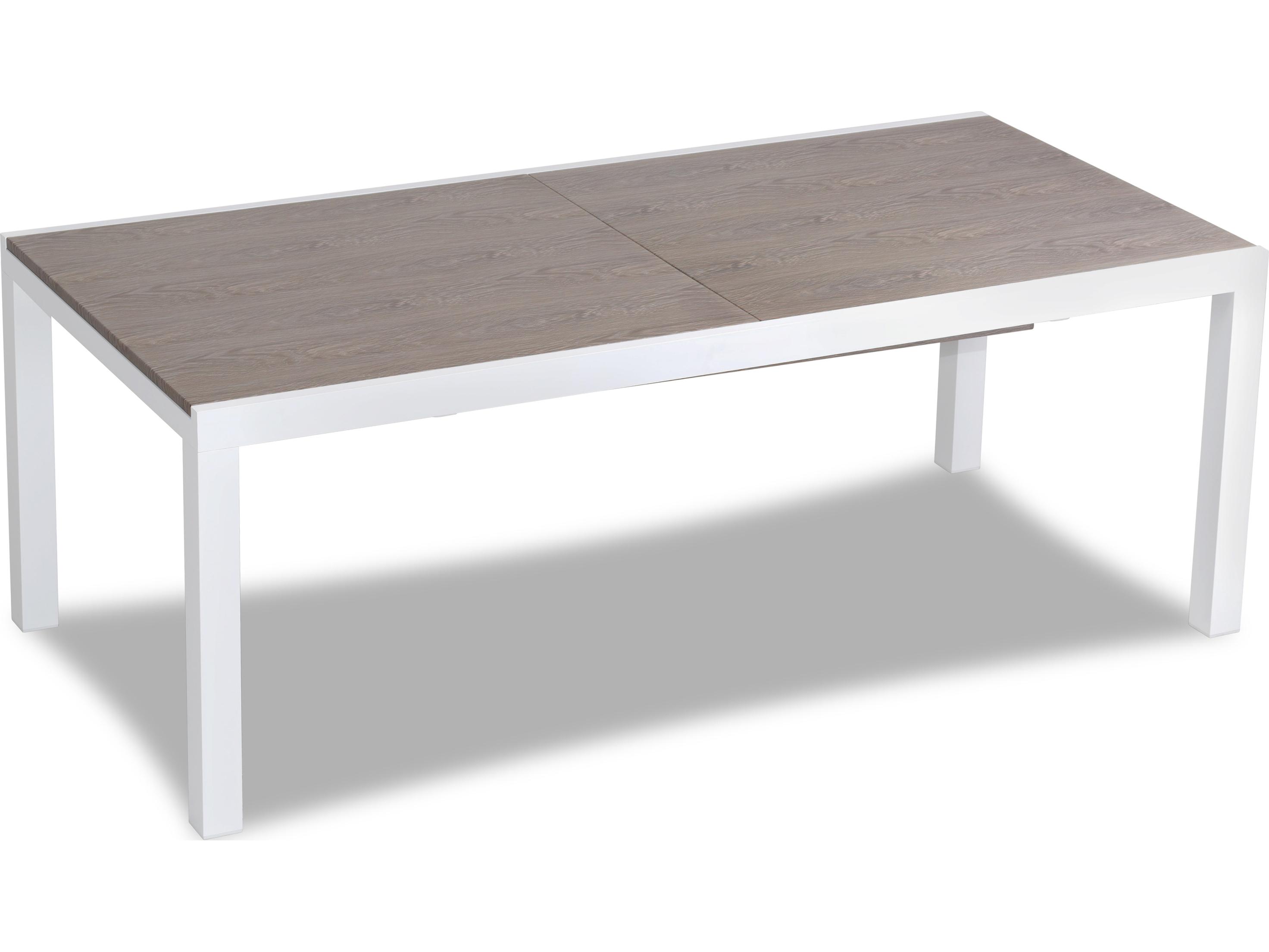 Harmonia Living Spread Aluminum Rectangular Barnwood Top Extendable Dining table