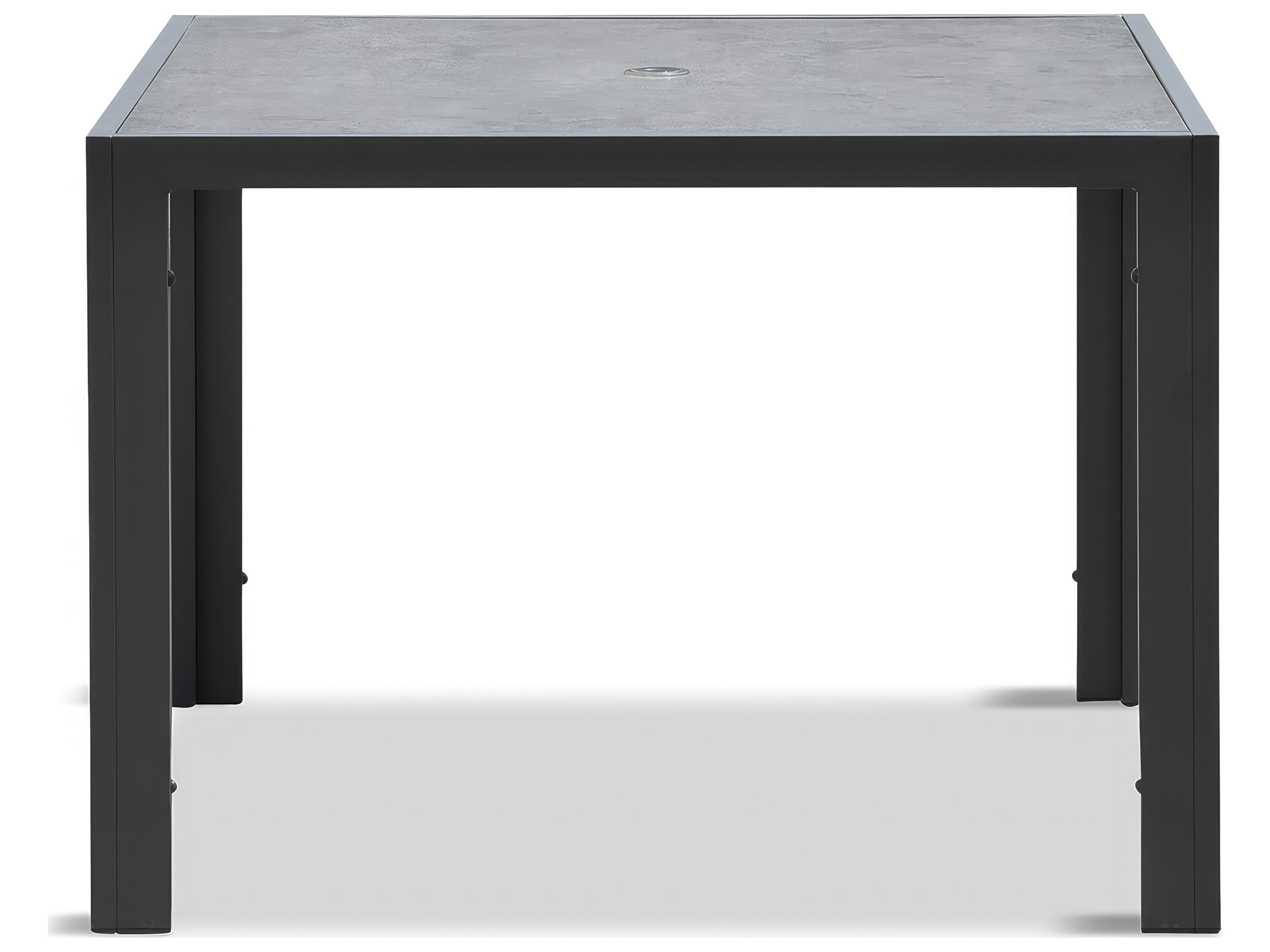 Harmonia Living Staple Aluminum Square Glass Top Dining table with Umbrella Hole