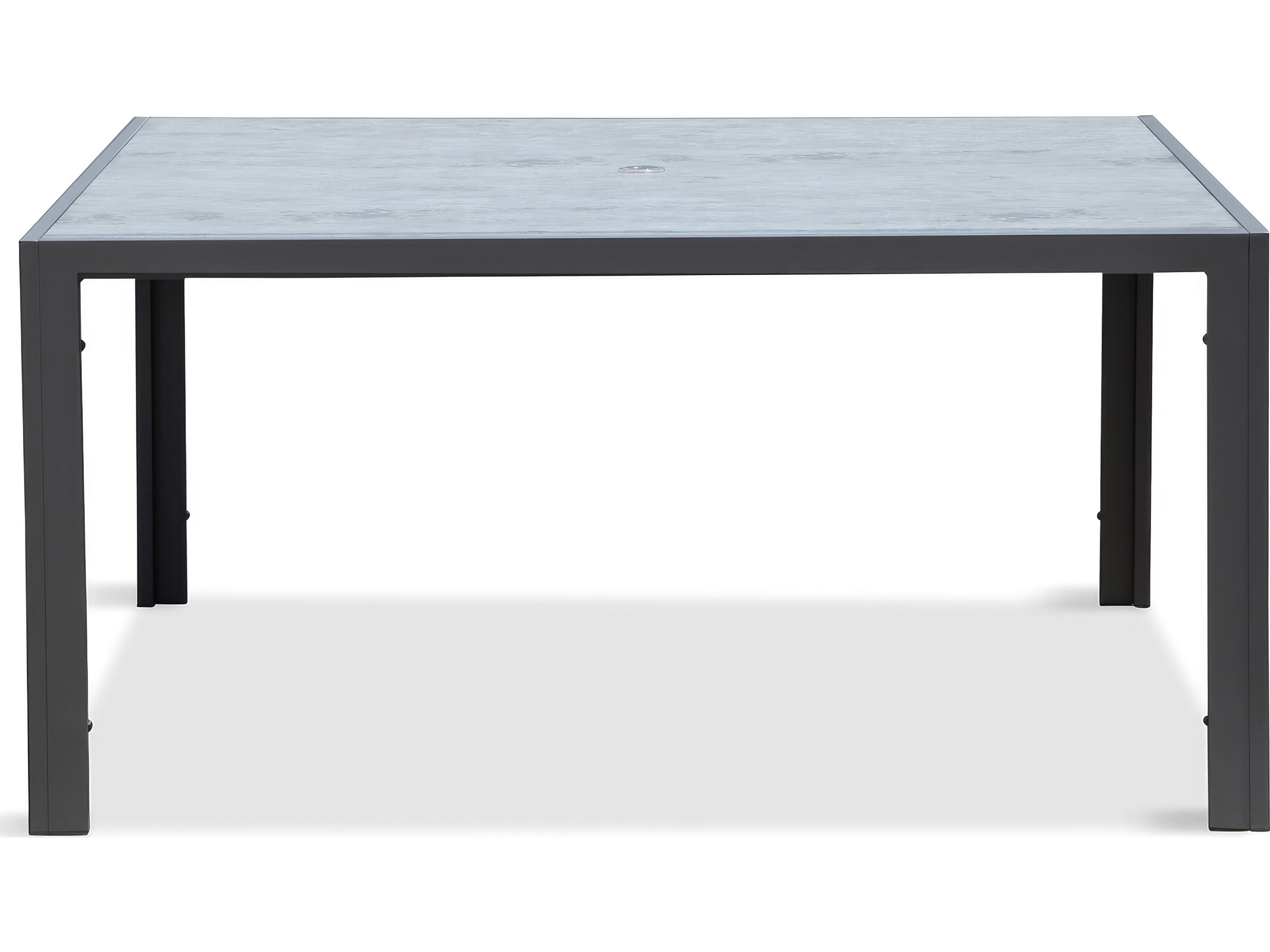 Harmonia Living Staple Aluminum Square Glass Top Dining table with Umbrella Hole