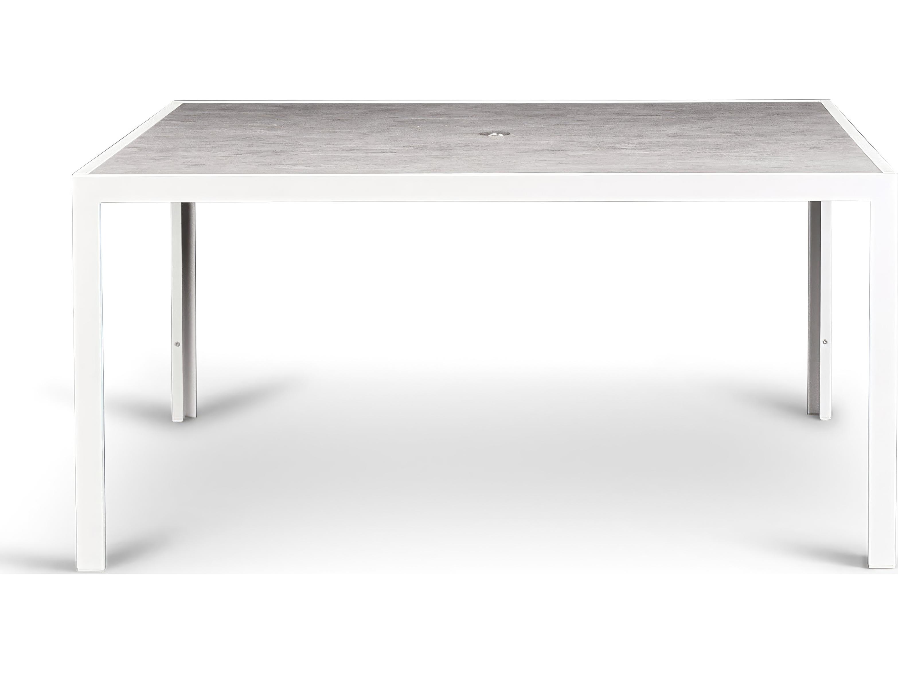 Harmonia Living Staple Aluminum Square Glass Top Dining table with Umbrella Hole