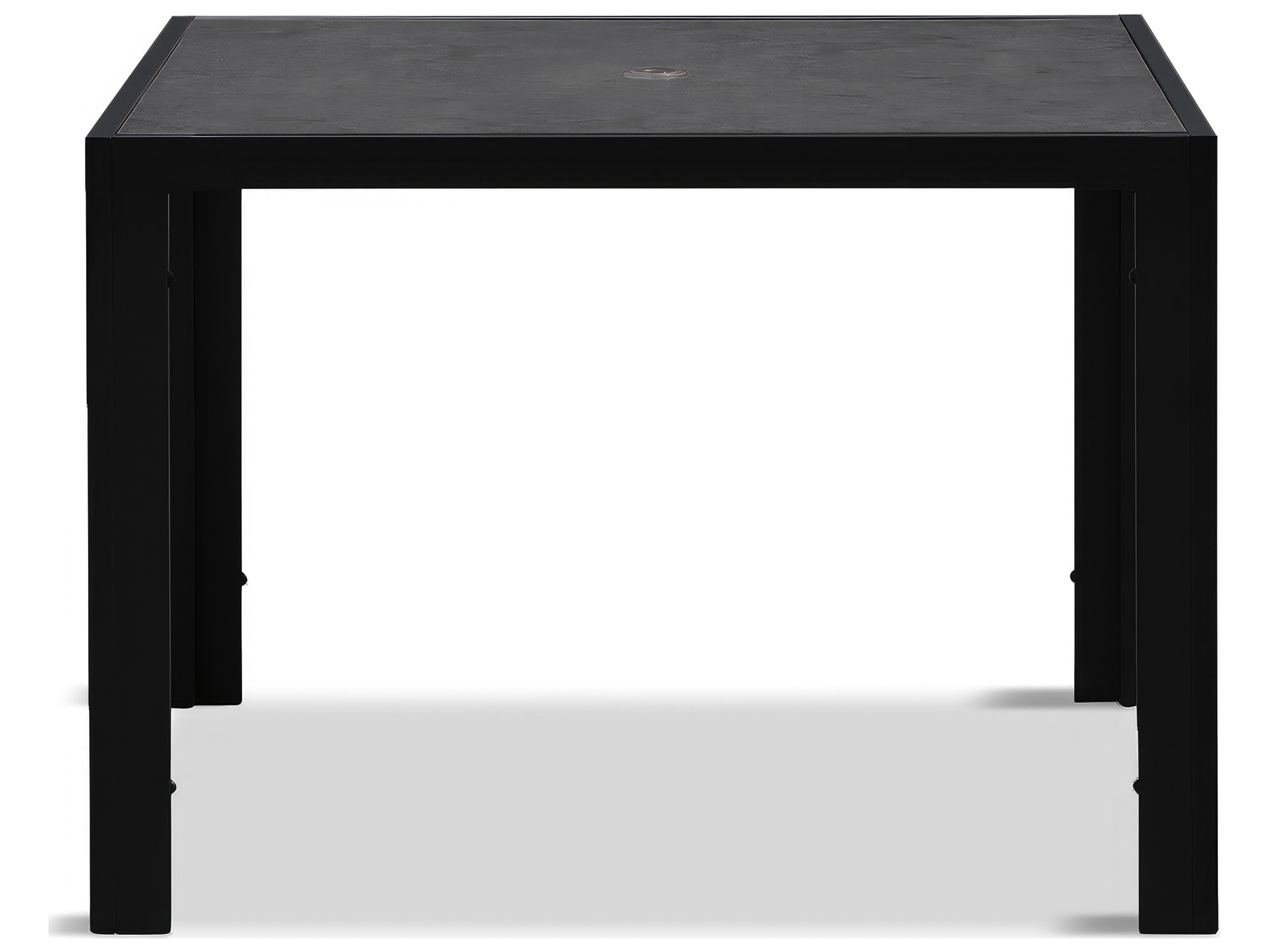 Harmonia Living Staple Aluminum Square Glass Top Dining table with Umbrella Hole