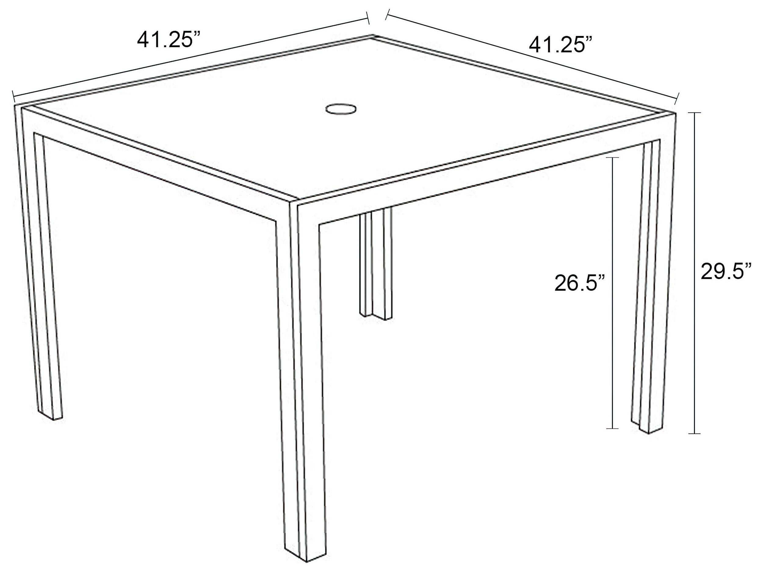 Harmonia Living Staple Aluminum Square Glass Top Dining table with Umbrella Hole