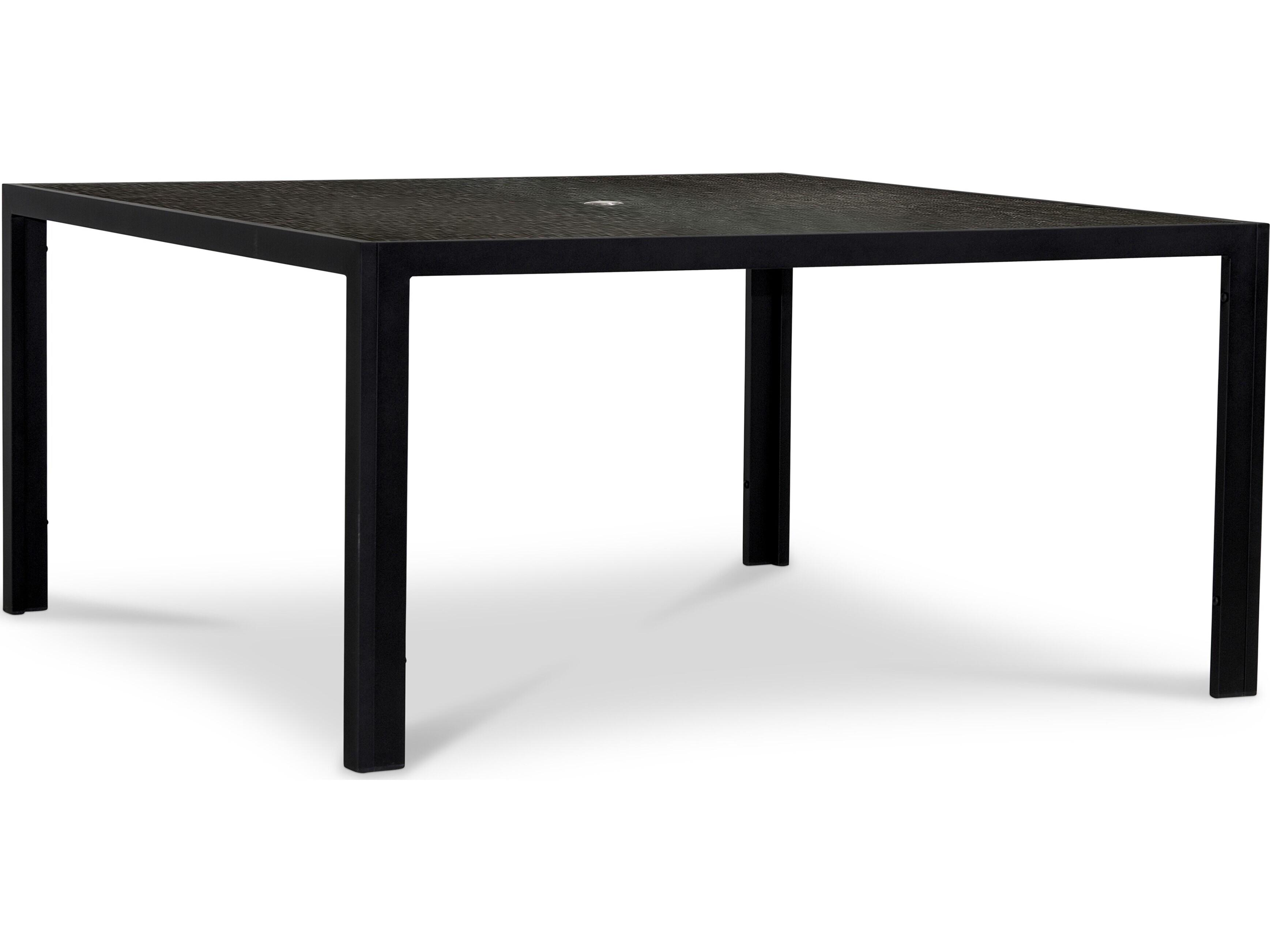 Harmonia Living Staple Aluminum Square Glass Top Dining table with Umbrella Hole